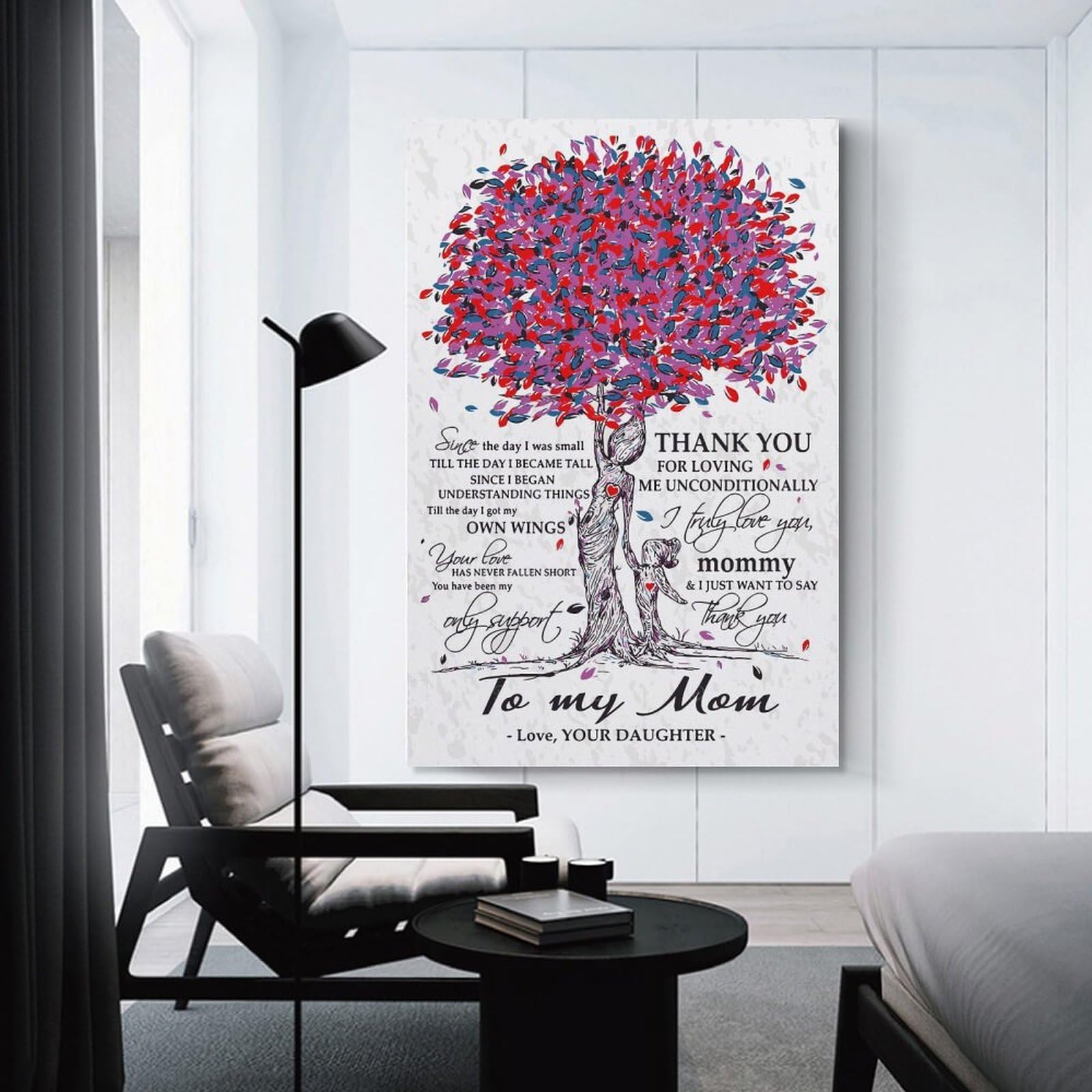 Junmoney TO My Mom Love Daughter Canvas Wall Art 08x12inch(20x30cm), for Work Areas, Reading Rooms Or Studios, A Smart Decor Choice for Study Walls