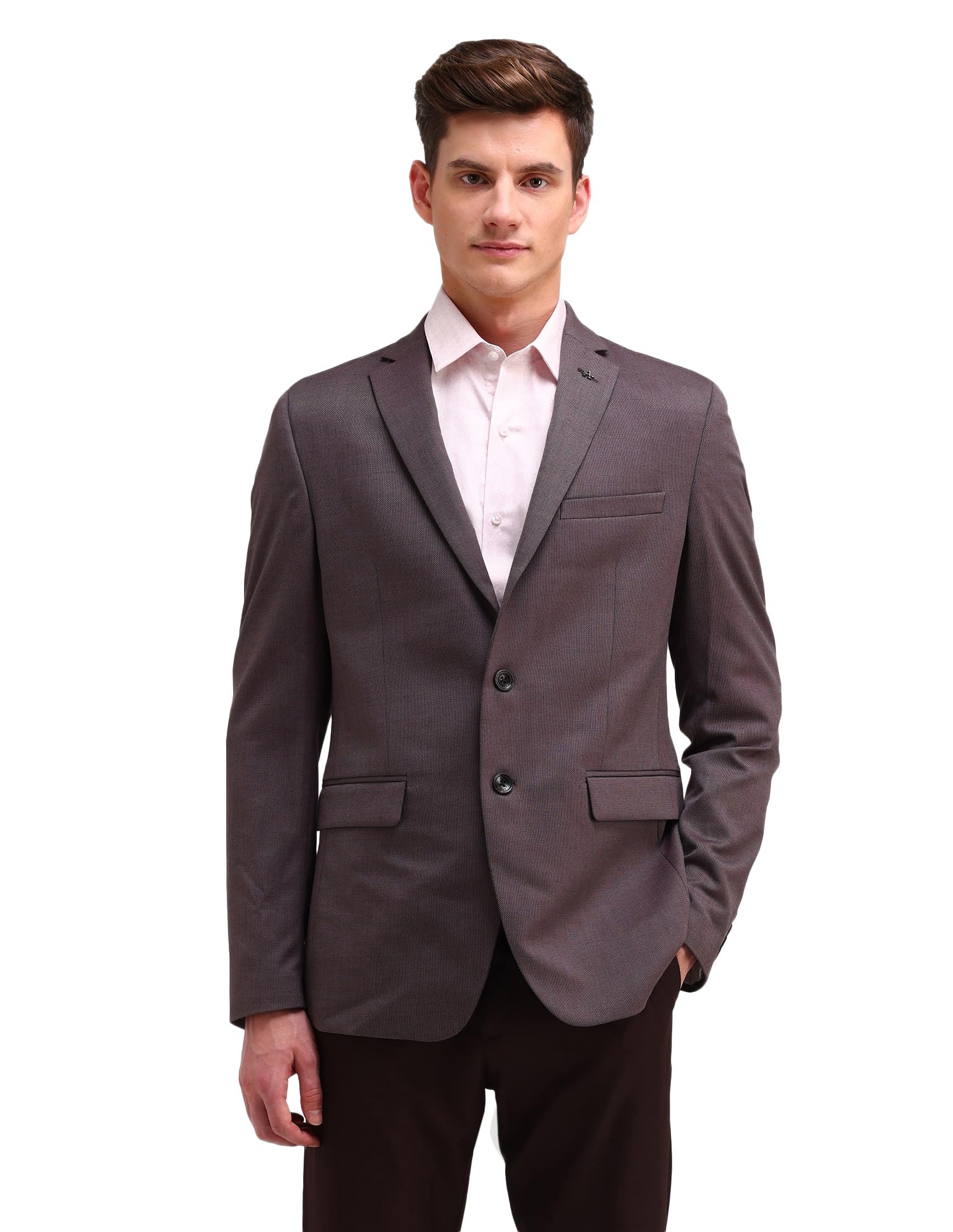 arrow Men's Red Solid Notch Collar Long Sleeve Formal Polyester Slim Fit Blazer (ARAIBZ5018_Red_46)-picture-28