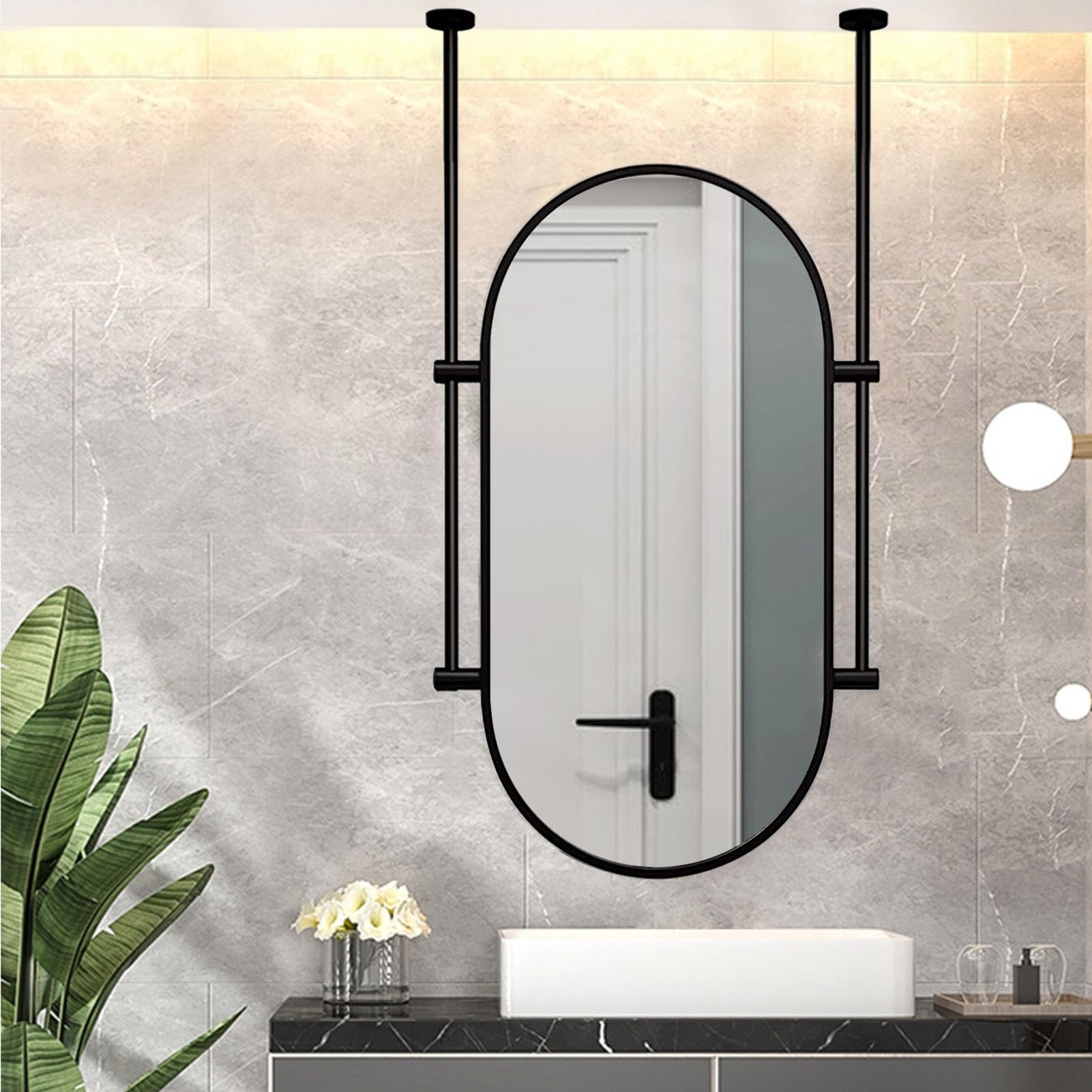 Pejo De Pared Ovalado Grande Y Negro Pejo Moderno Con Marco De Metal Para Decoración Del Hogar Interior De Lujo Sala De Tar Baño Dormitorio Salón Hotel - China Pejo Retrovisor Interior