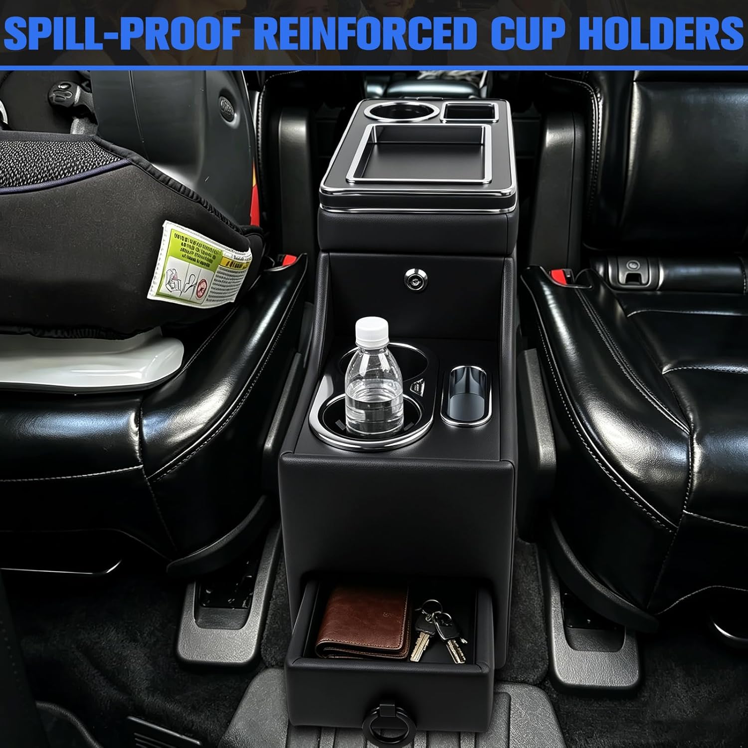 Center Console Between Seat Organizer with Cup Holders Compatible with Most SUV Minivans Universal Car Seat Gap Storage