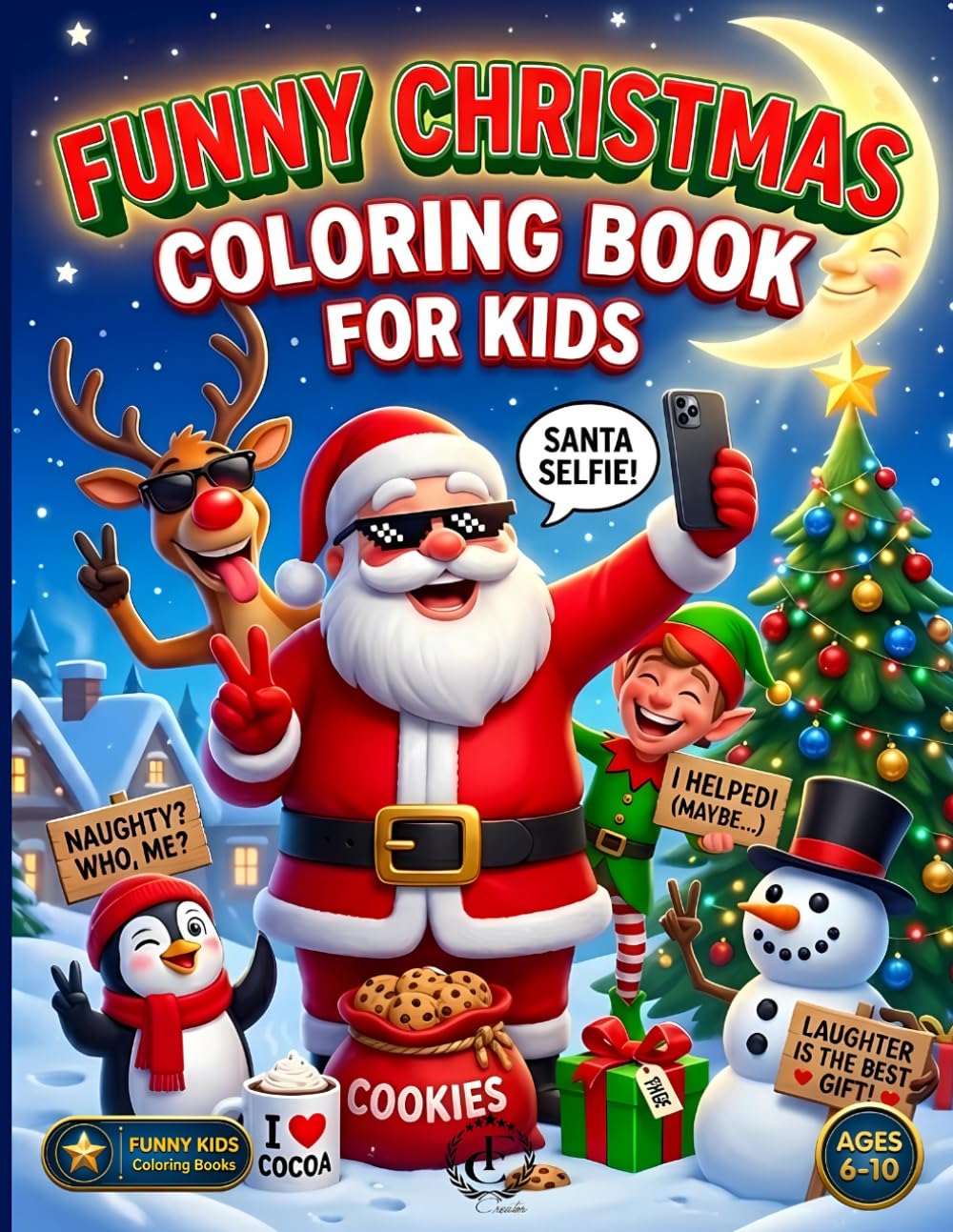 Funny Christmas Coloring Book for Kids: 60 Silly and Hilarious Christmas Scenes to Color | Santa, Reindeer, Elves and Snowmen Gone Wild | Funny ... Kids Ages 6–10 (Funny Kids Coloring Books)