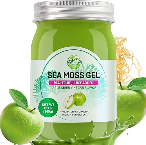 Gel de musgo marino orgánico crudo irlandés Seamoss Gel Vegano Superalimento Inmune y Digestivo Apoyo Vitamina Mineral, Manzana 12oz