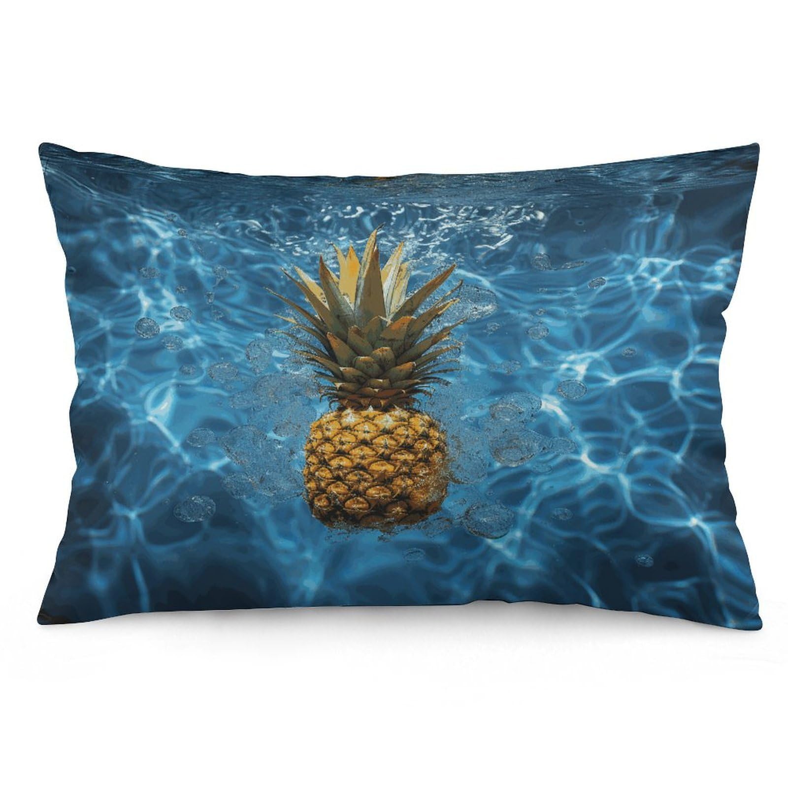 Pineapple in The Pool Throw Pillow Cover Soft Lumbar Pillow Covers with Zipper Breathable Rectangular Cushion Case Polyester Pillow Case Decorative Body Pillow Cover for Couch Bed