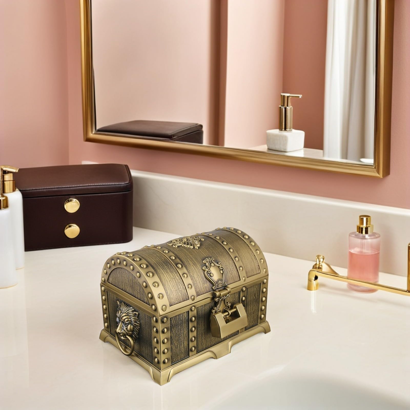 GANAZONO Joyero Vintage Pequeño Rectangular con Cerradura para Joyas