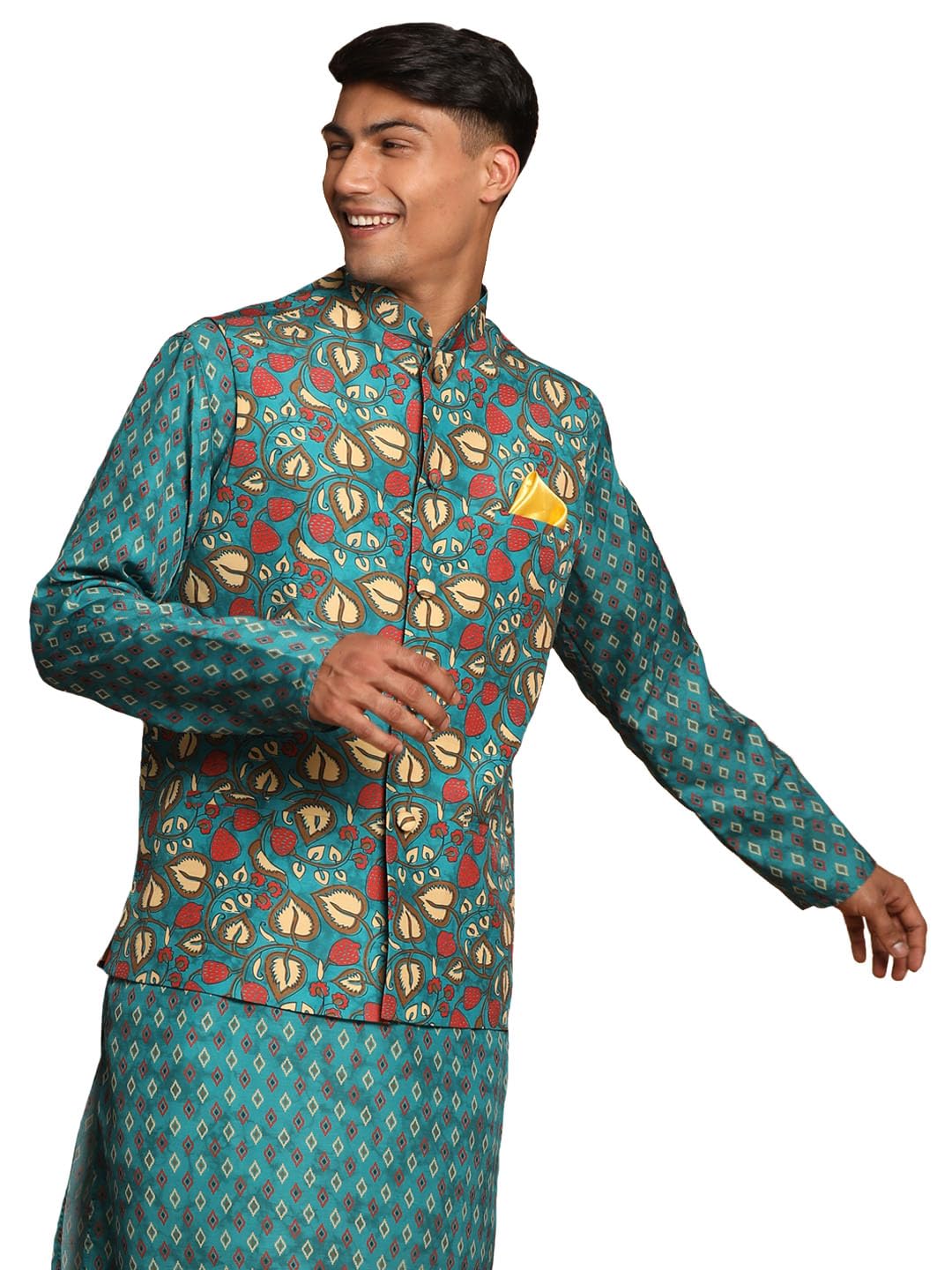 vastramay Men's Green Nehru Jacket-picture-29
