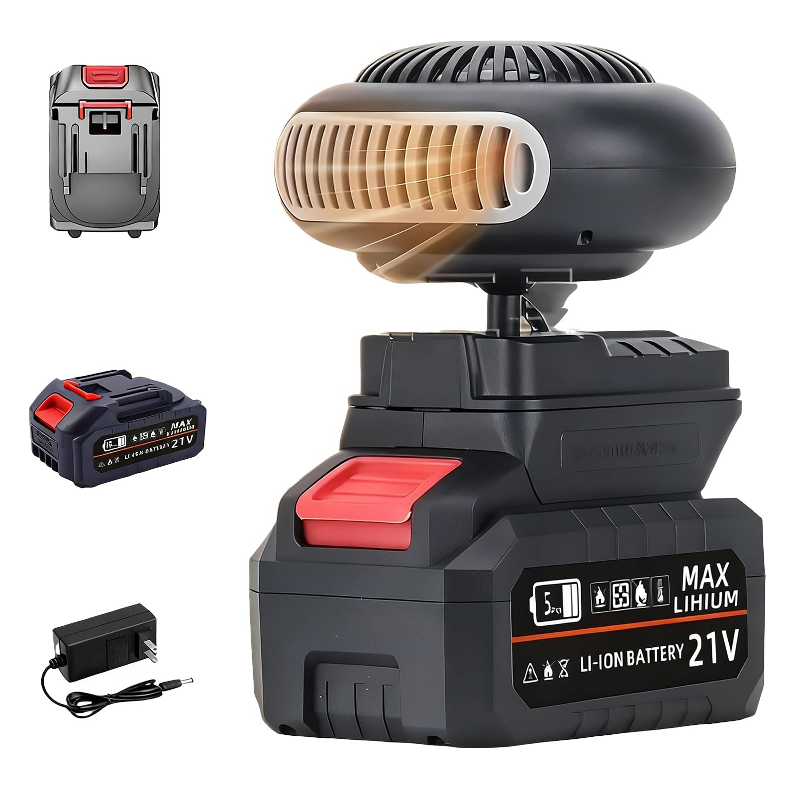 Calefactor Portátil a Pilas Para Interiores, Calefactor Inalámbrico Recargable Para Oficina, Camping Y Tiendas De Campaña, Desempañador De Ventanas De Coche(10 cell batterry*1)