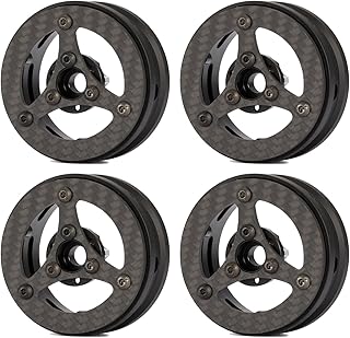 Linsvirgo 4PCS 1.9 Inch Carbon Fiber Beadlock Wheels, Ultra Lightweight Wheel Rims Fit for 1/10 RC Crawler Car TRX4 TRX6 Axial SCX10 I II III 90046 AXI03007 Capra Element Enduro Gmade R1- D