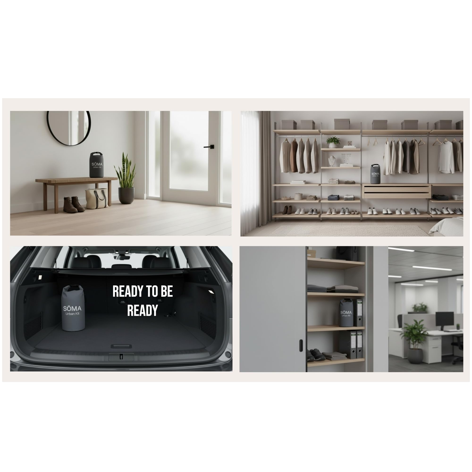 Urban Kit – Kit de Survie 72h Complet Appartement & Ville – Sac d'Évacuation Étanche avec Radio Dynamo Solaire, Chargeur Téléphone, Lampe & Soins – Idéal Urgence, Coupure, Crise