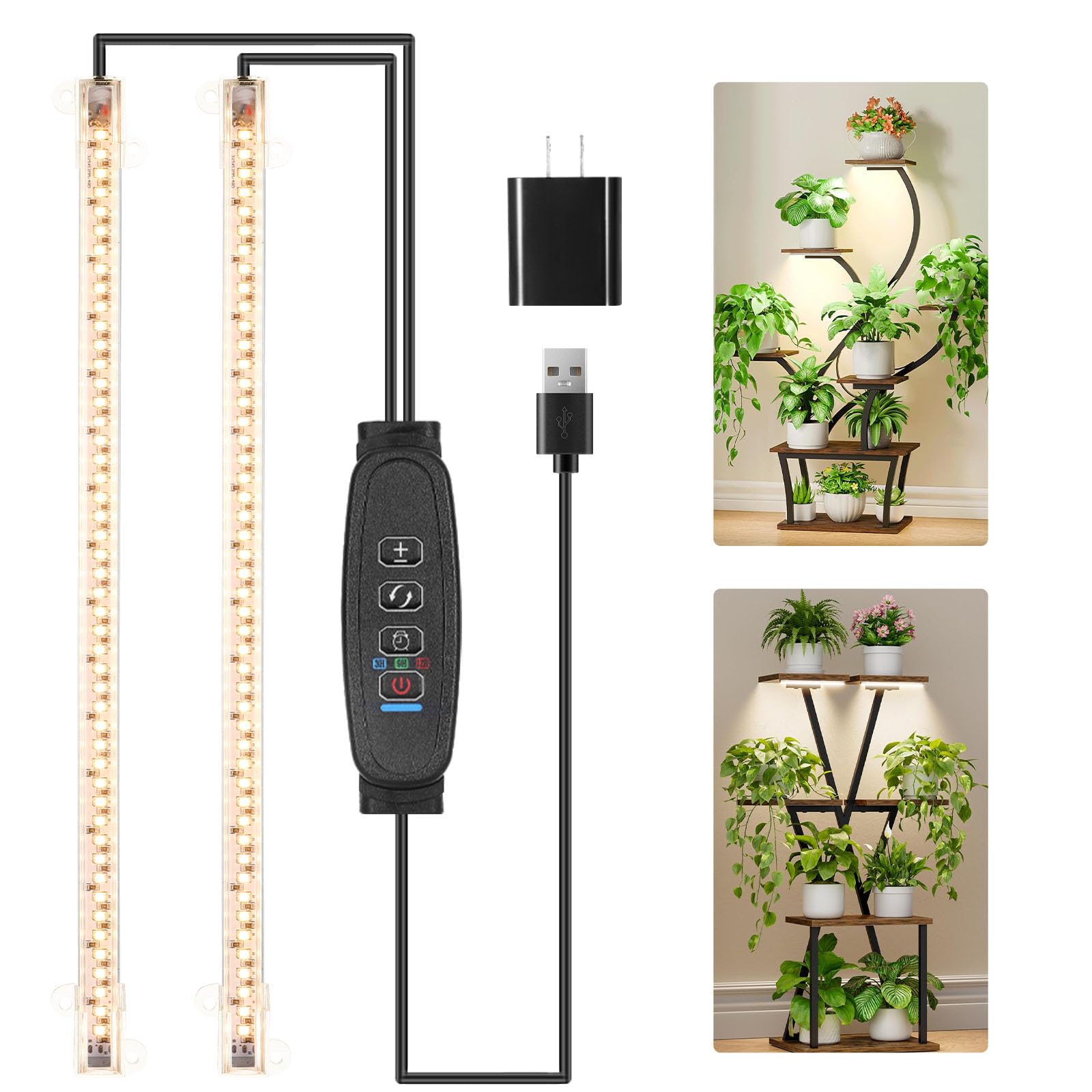 Photo 1 of 2 Head 13 Inches LED Grow Light Strips, Grow Lights for Indoor Plants Full Spectrum 3500K, 96 LEDs Plant Light with Auto On/Off and 3/9/12H Timer, 10 Dimmable Levels for Seedling Succulent