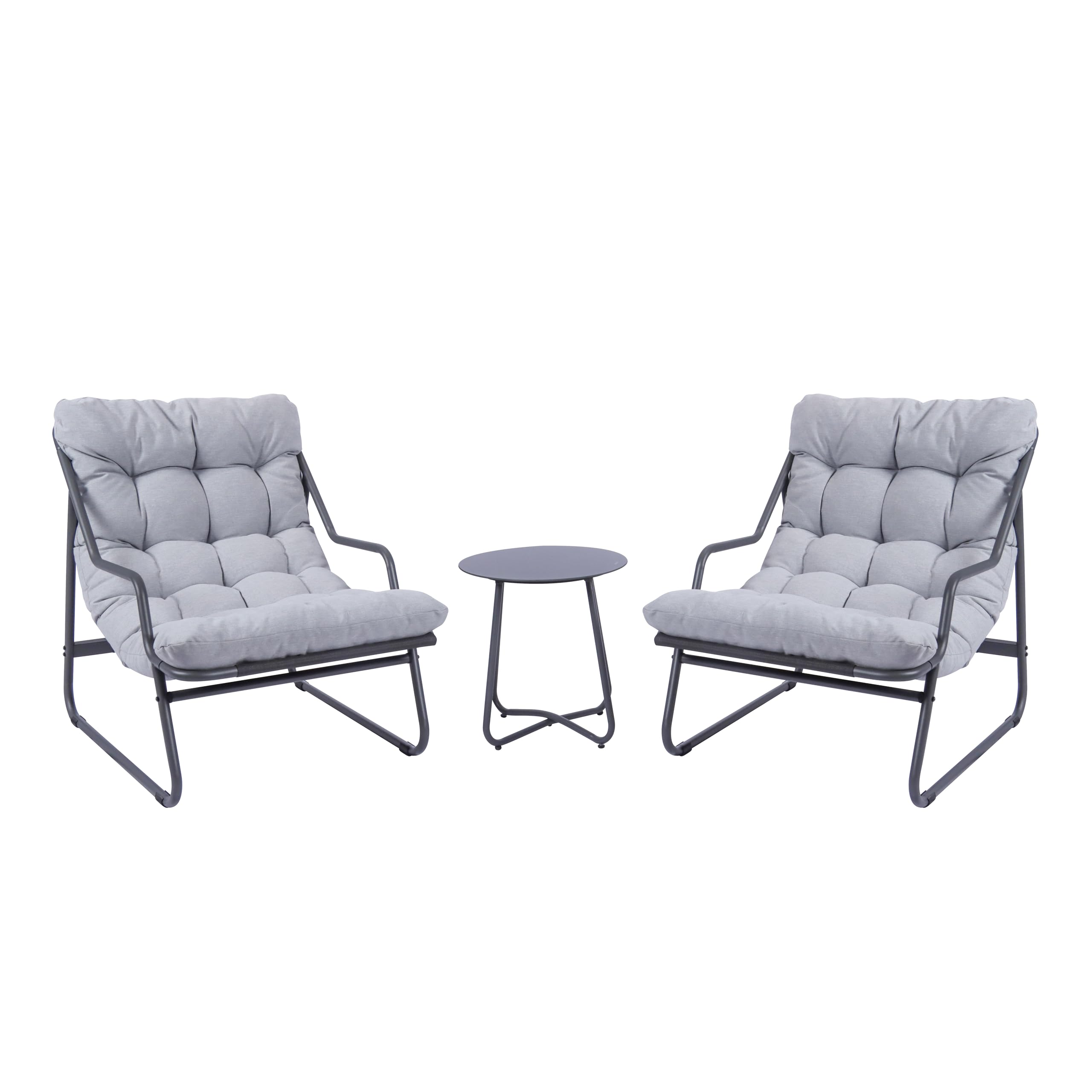 Koll Living Outdoor Bistro-Set Lara | Modernes Gartenmöbel Set mit 2 Sesseln & Tisch | Wetterfest, UV-beständig, wasserabweisend (Grau)