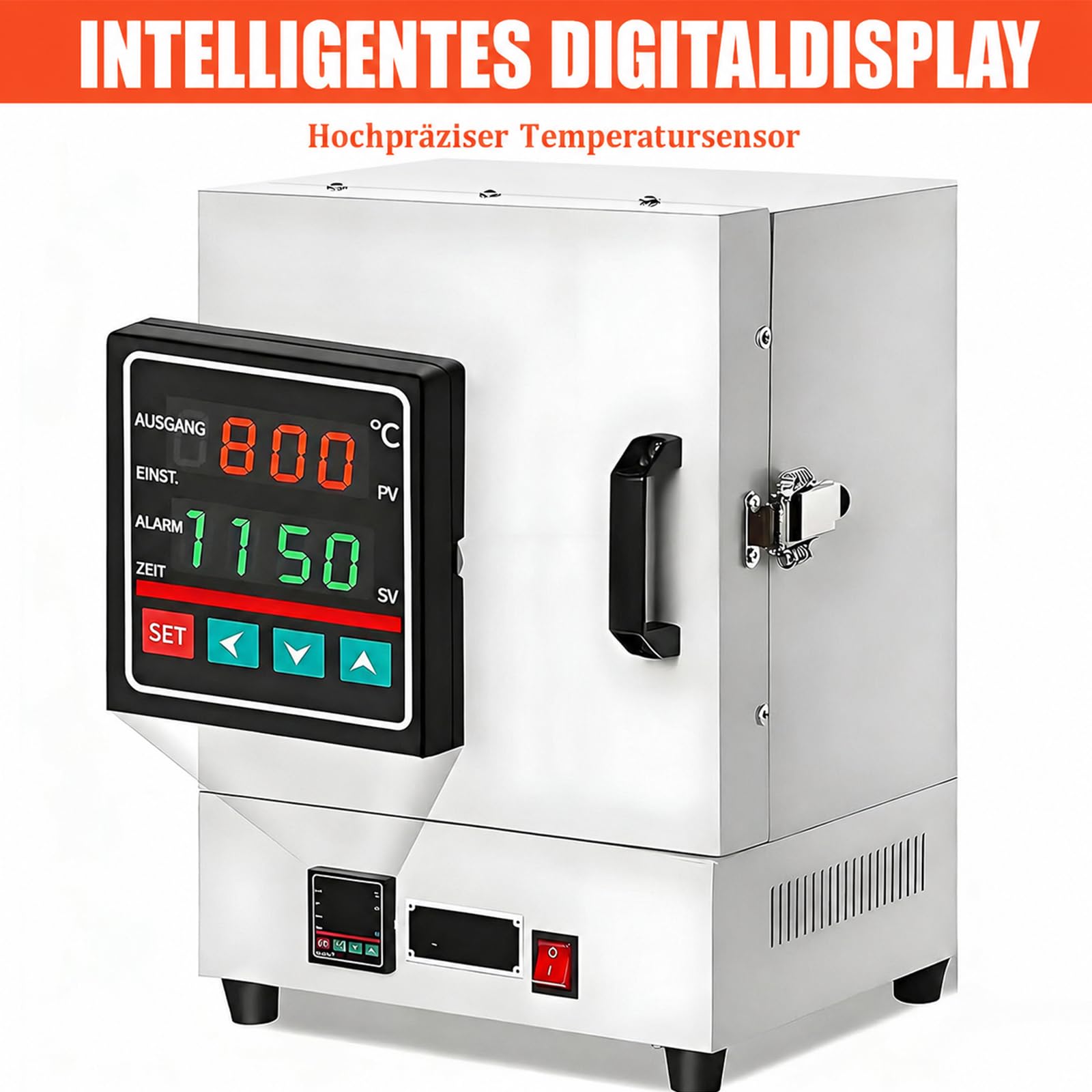 PRO Tischbrennofen für Töpferei & Schmuckherstellung - 1150°C Elektrischer Keramikofen mit Digitalanzeige & 4-seitiger Heizung - Für Heimstudio, Kleinserien-Guss, Entwachsen & Pulverbeschichtung