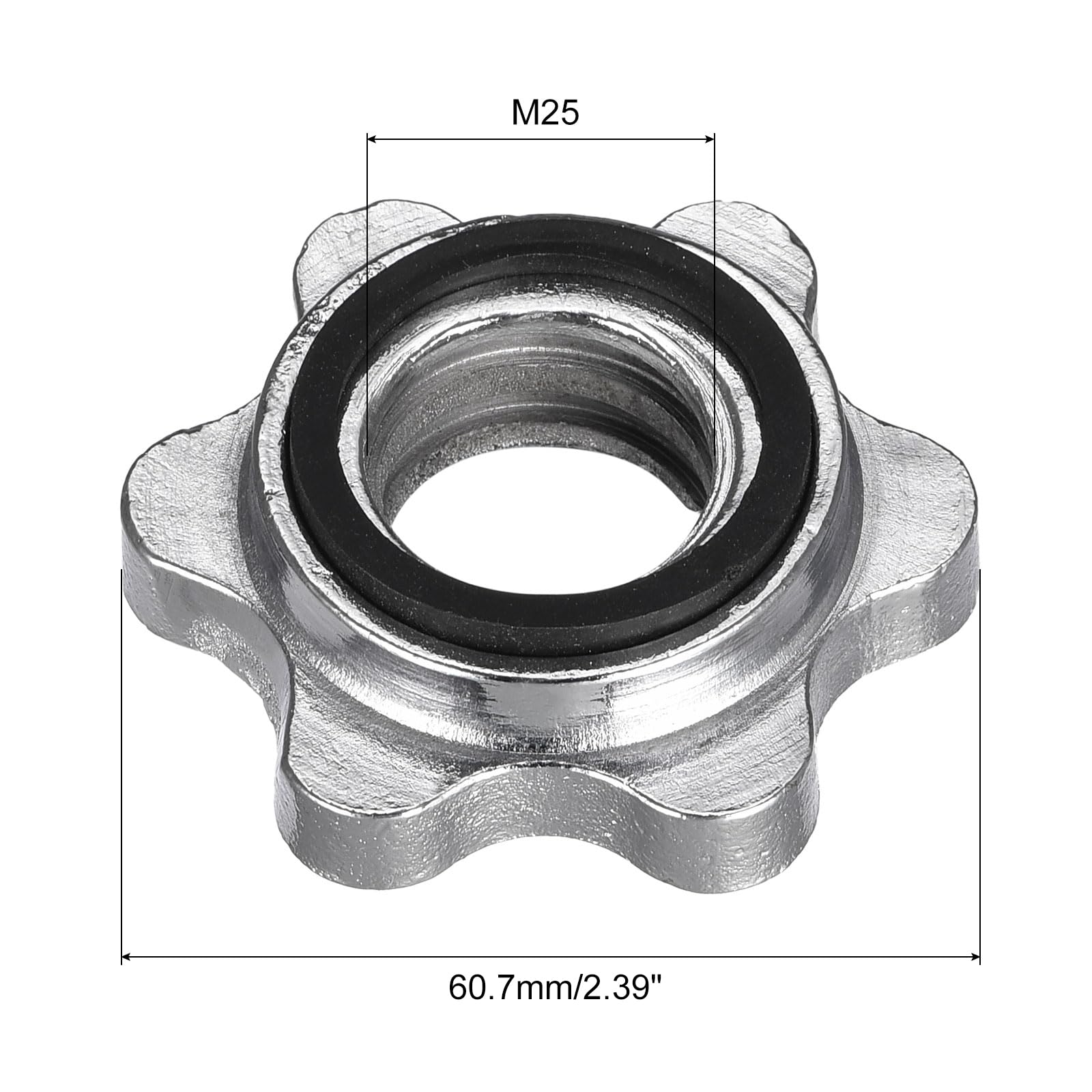 uxcell Dumbbell Hex Nut, M25 Anti-Slip Lock Collar Screw for Barbell, 6Pcs