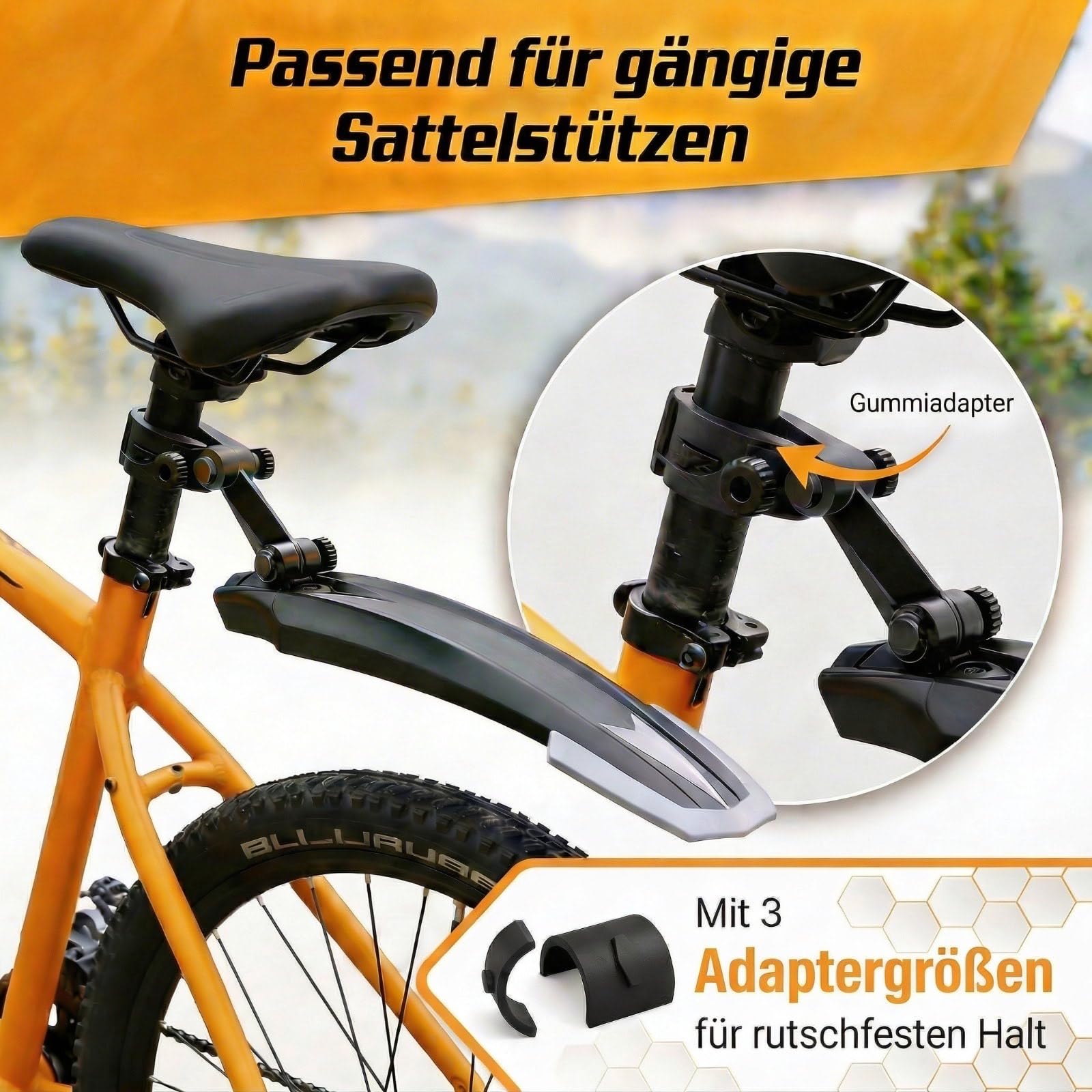 Parafango Mountain Bike 24-29 pollici | Parafango anteriore e posteriore | Parafango MTB con istruzioni e accessori | Parafango MTB sviluppato per l'uso quotidiano, tour e avventure
