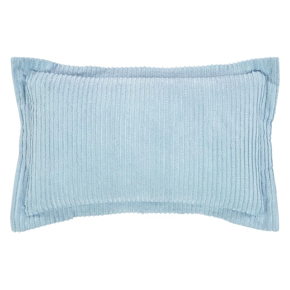 2 Piece Elegant 100% Cotton Tufted Chenille Bedspread Twin Size Heirloom Quality in Stripe Design | All Seasons Light Sky Blue Color Western Bedding Aesthetic Look Soft Plush Cozy Feel