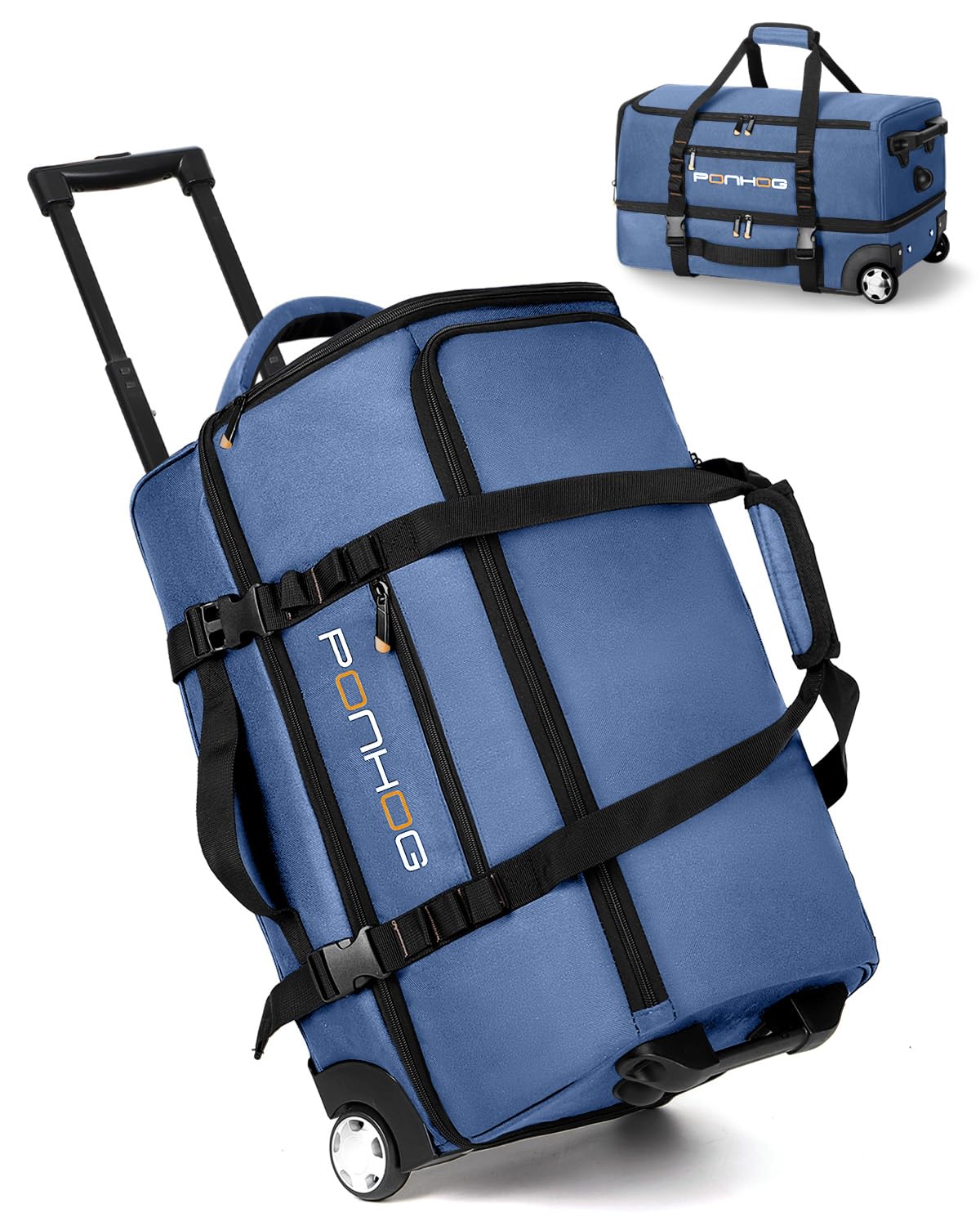 Bolsa de Viaje con Ruedas, Bolsa de Viaje Trolley con Ruedas Grande Ampliable para Deportes Vacaciones, 55cm/56cm/65cm
