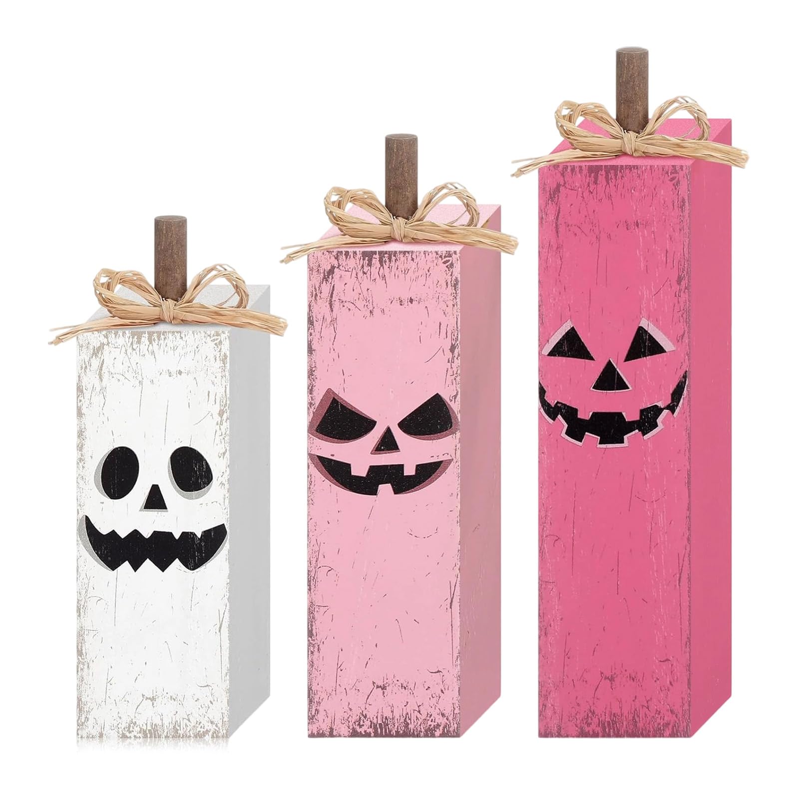 User Friendly Wooden Block Signs Halloween Specters Theme Tabletop Centerpieces for Indoor Holiday Table Centerpieces Wooden Block Signs for Holidays