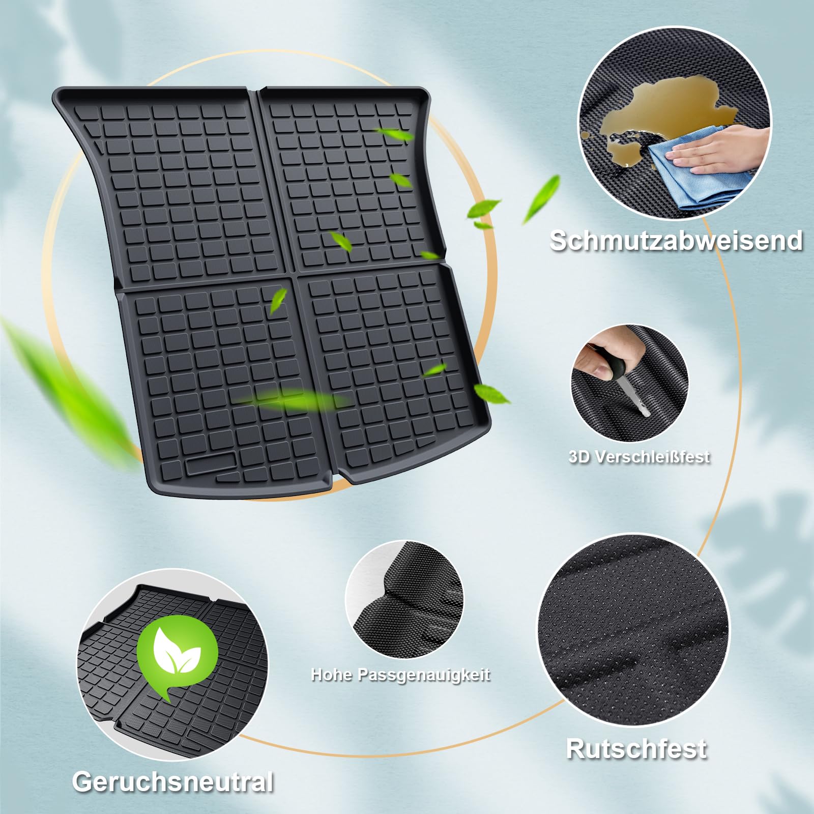 ECOZEN Vasca Baule per Tesla Model Y 2021-2024 3D Specifica In TPE Proteggi Bagagliaio auto, Model Y Tappetino del bagagliaio, con bordino rialzato, resistente impermeabile per tutte le stagioni