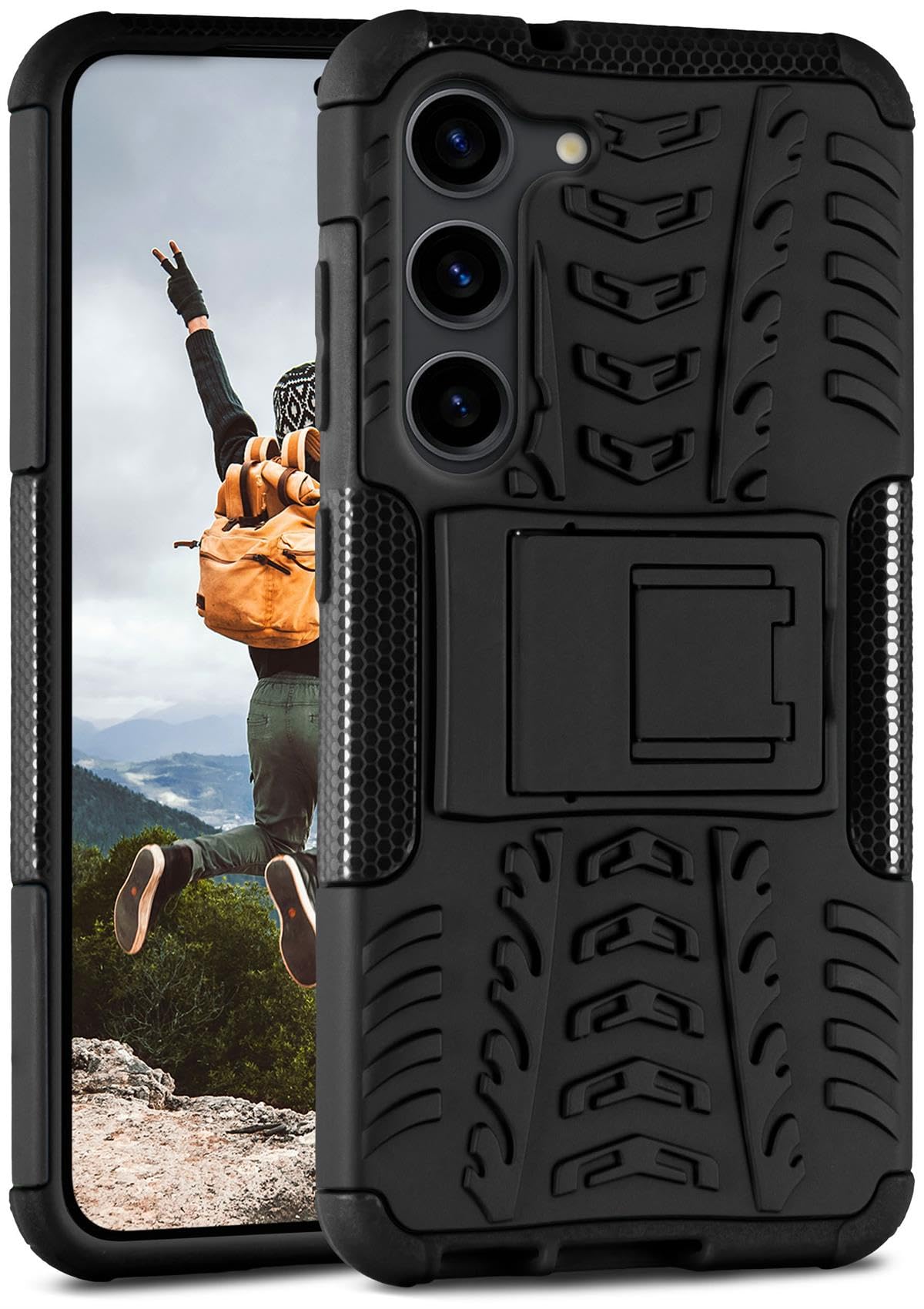 Coque Samsung S23 Plus antichoc rigide noire avec support ONEFLOW - 8