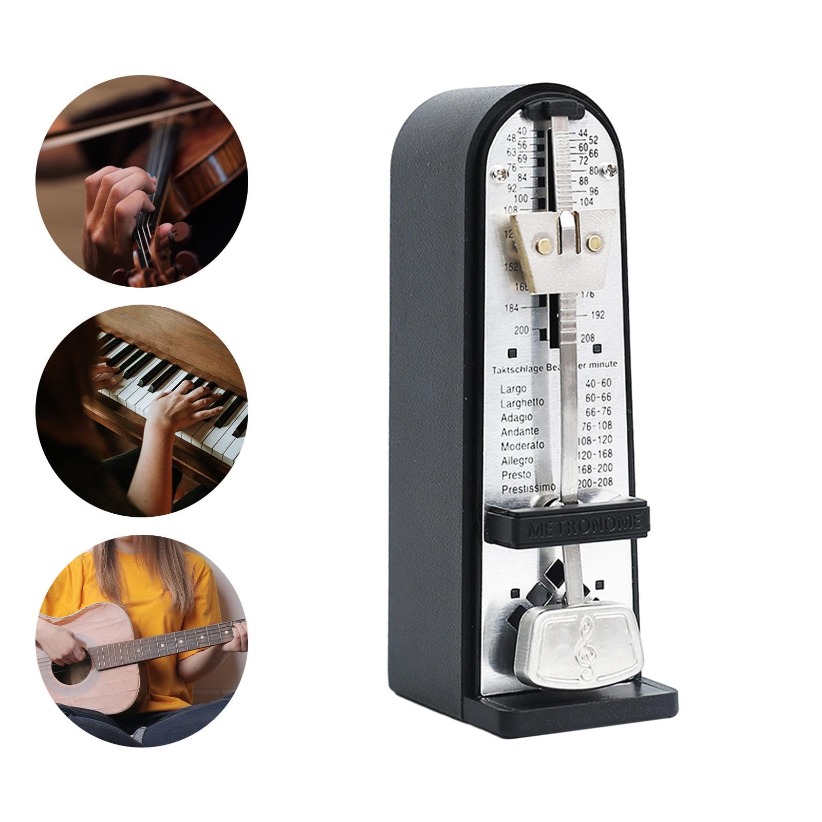 Generic Métronome Mécanique, Métronome Universel, Vitesse Réglable, Pendule Métal Précision Accordeur pour Violon, Violoncelle, Saxophone, Autres Instruments, Noir
