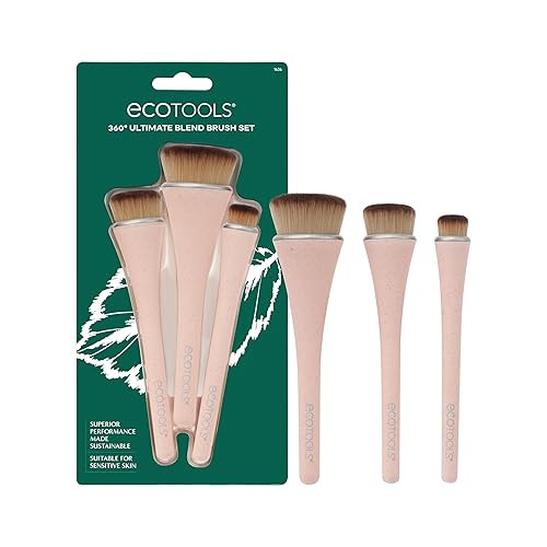 EcoTools 360 Ultimate Blend - Kit de brochas de maquillaje, para base de crema, líquido y polvo, rubor y bronceador, maquillaje pulido y mezcla,