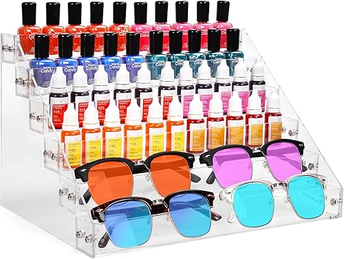 Miniatura 8 de AumVum Estante organizador de esmalte de uñas de 6 niveles, soporte acrílico para pintura de uñas, tinta de tatuaje, aceite esencial, almacenamiento