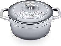 Vista 13 de vancasso Horno holandés ovalado de hierro fundido esmaltado, 9.3 cuartos de galón con revestimiento de esmalte antiadherente para hornear pan, olla