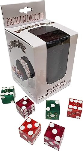 Cyber-Deals Taza de dados premium con 3 pares de dados auténticos de 0.748 in de Nevada Casino de dados jugados a la mesa