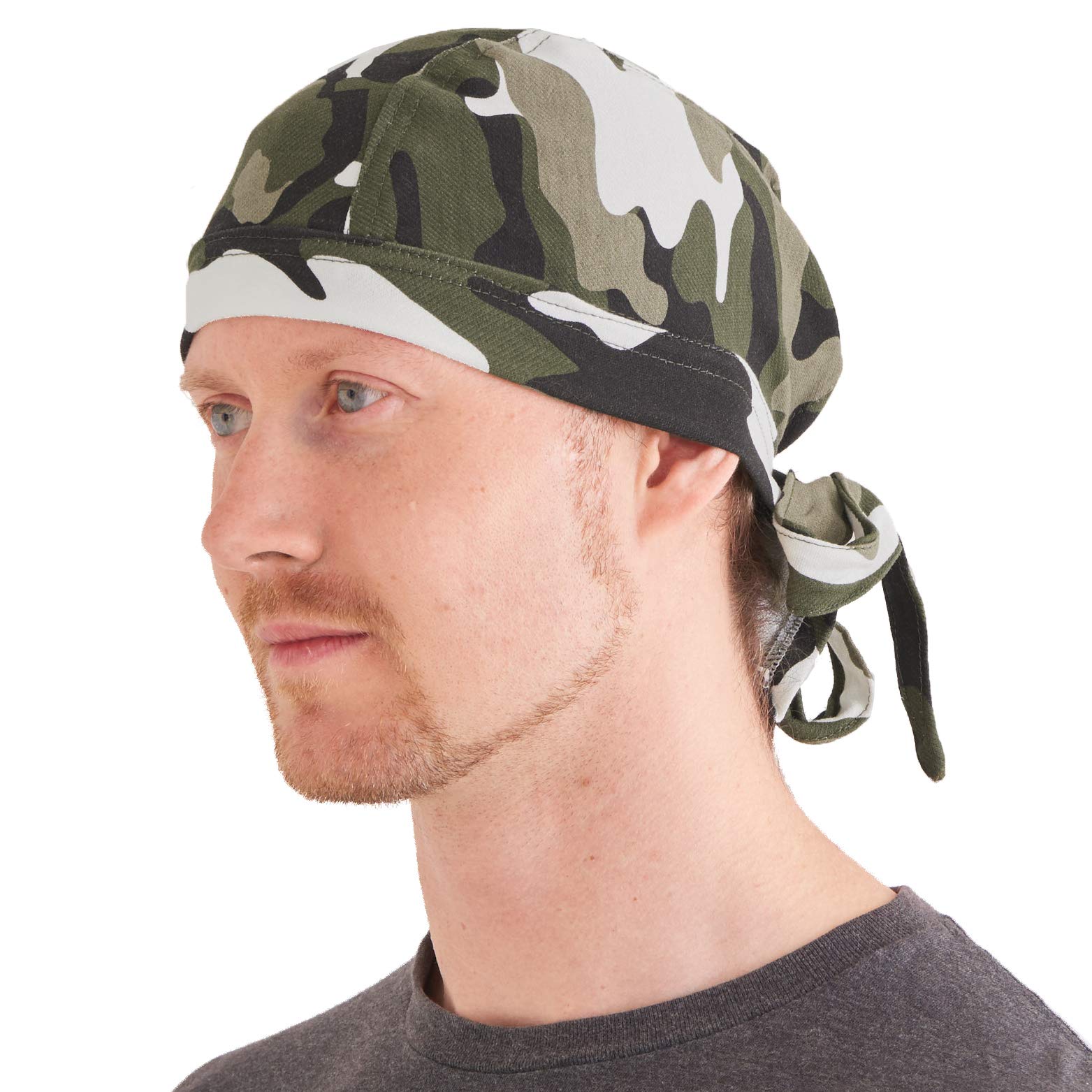 Men Women Bandana Skull Cap - Welding Chef Hat Pirate Head Skull Scarf Durag Camoflage Paintball Military Army Accessories Khaki