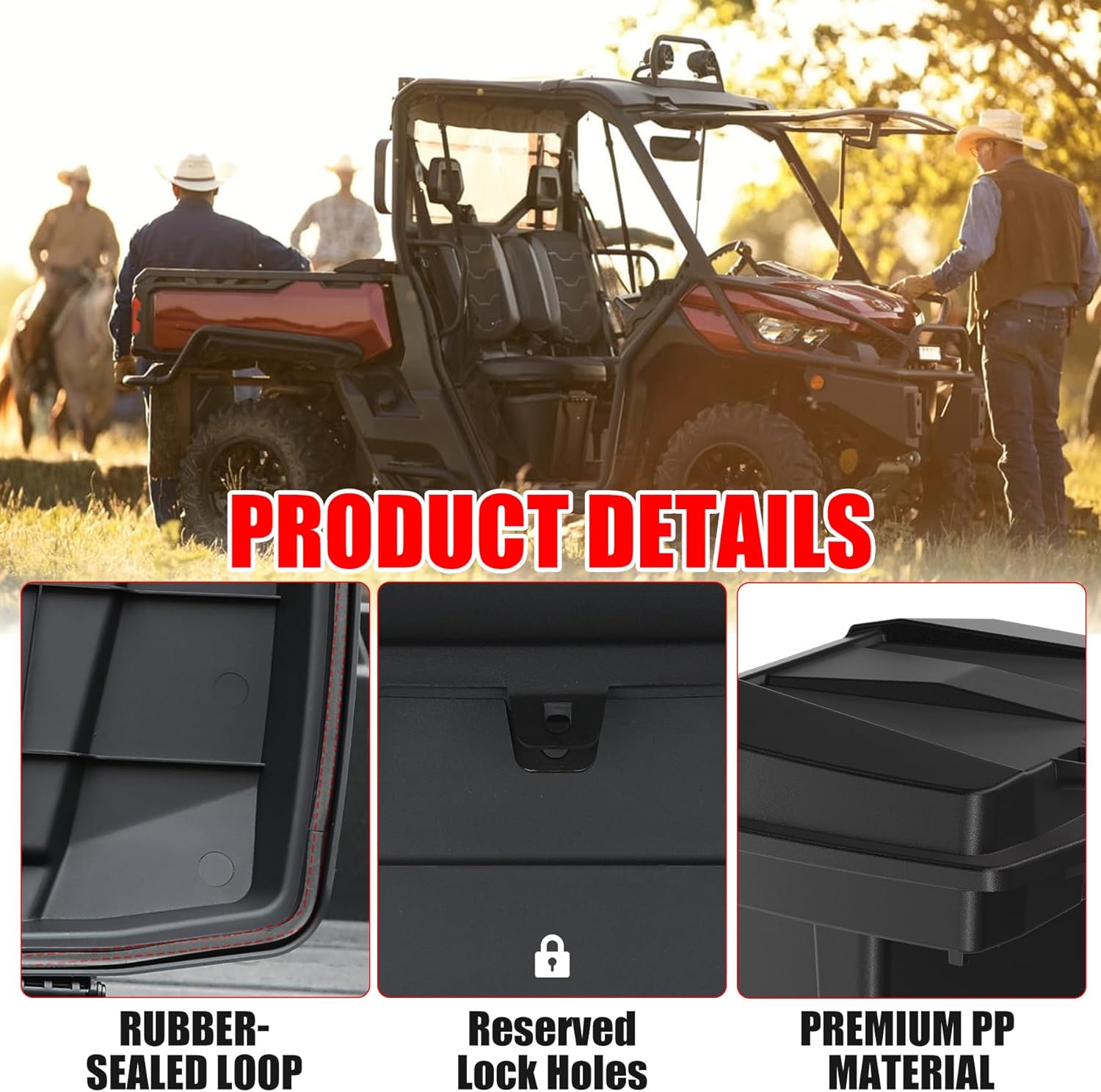 20L UTV Cargo Storage Box for Can-Am Defender/Commander, Waterproof Removable Rear Bed Storage Bin with Top Tool Tray for Can Am Defender HD5 HD7 HD8 HD9 HD10 Max/Commander Accessories