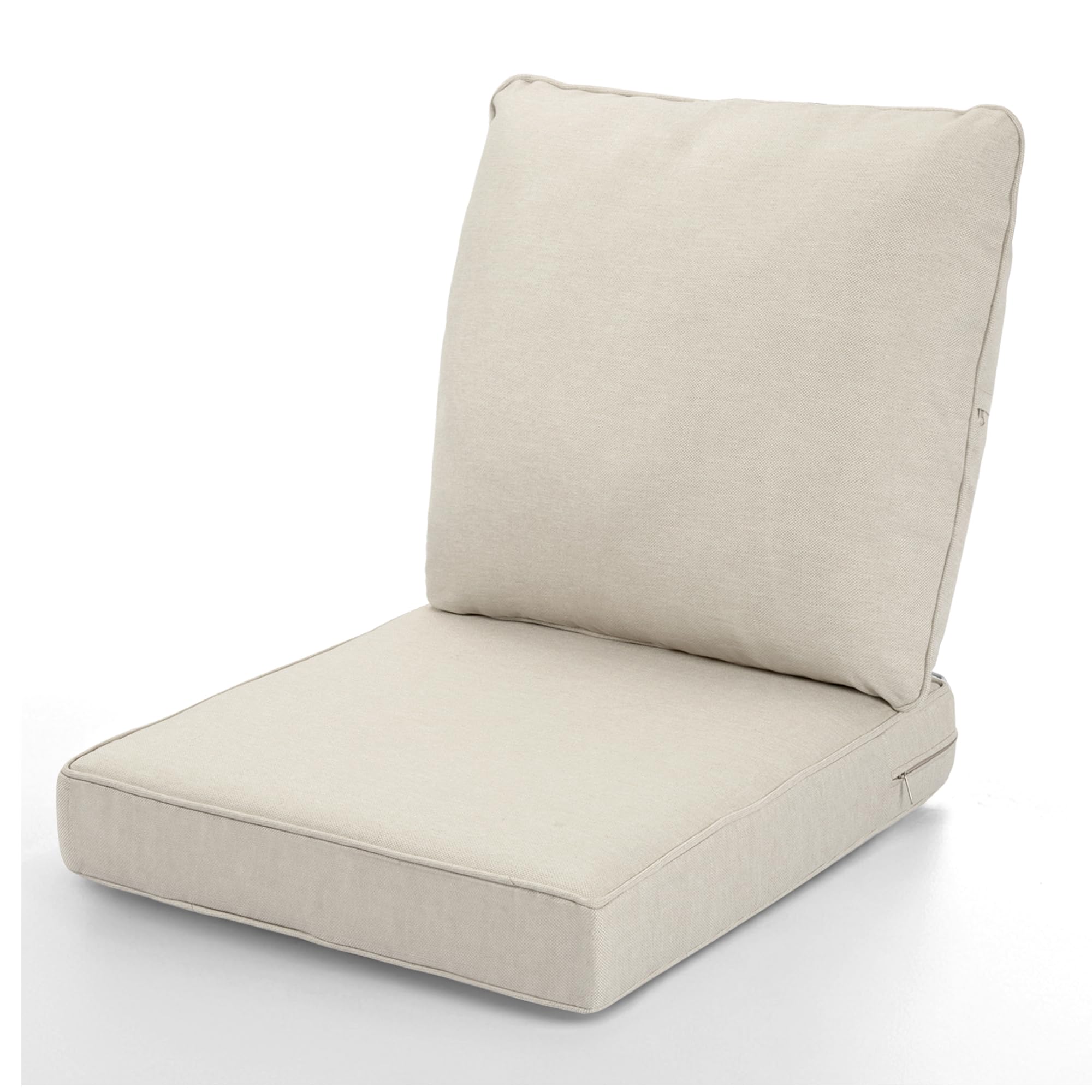 Patio Furniture Cushion, Thickened 24 x 24 Inch Patio Furniture Cushions, Waterproof & Fade Resistant Outdoor Seat Cushions with Ties for Chair and Sofa, Beige