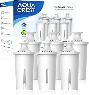 AQUA CREST Replacement for Brita® Filter, Brita® Water Pitchers and Dispensers, Classic OB03, Mavea® 107007, and More, NSF Certified Pitcher Water Filter, 1 Year Filter Supply, 6 Count
