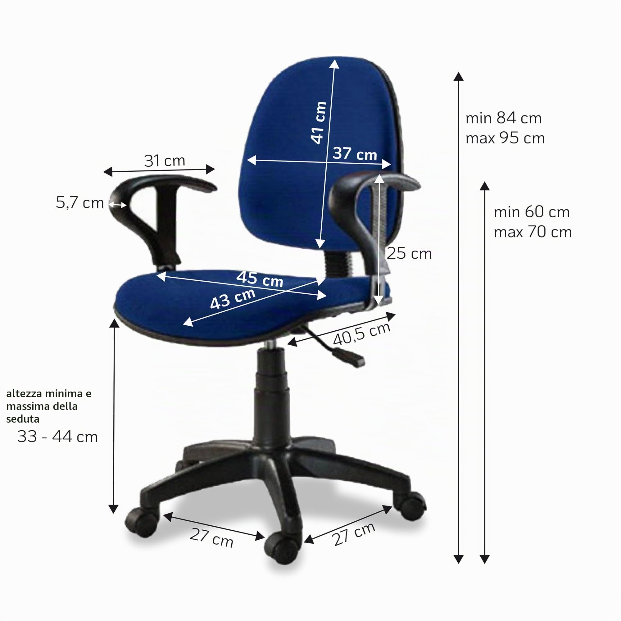Techly 307490 Sedia per Ufficio Easy Colore Blu Blu