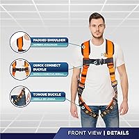 Vista 2 de Palmer Safety - Arnés de seguridad de cuerpo completo con ajuste de 5 puntos, anillo en D dorsal, piernas con ojales, dos anillos en D laterales e