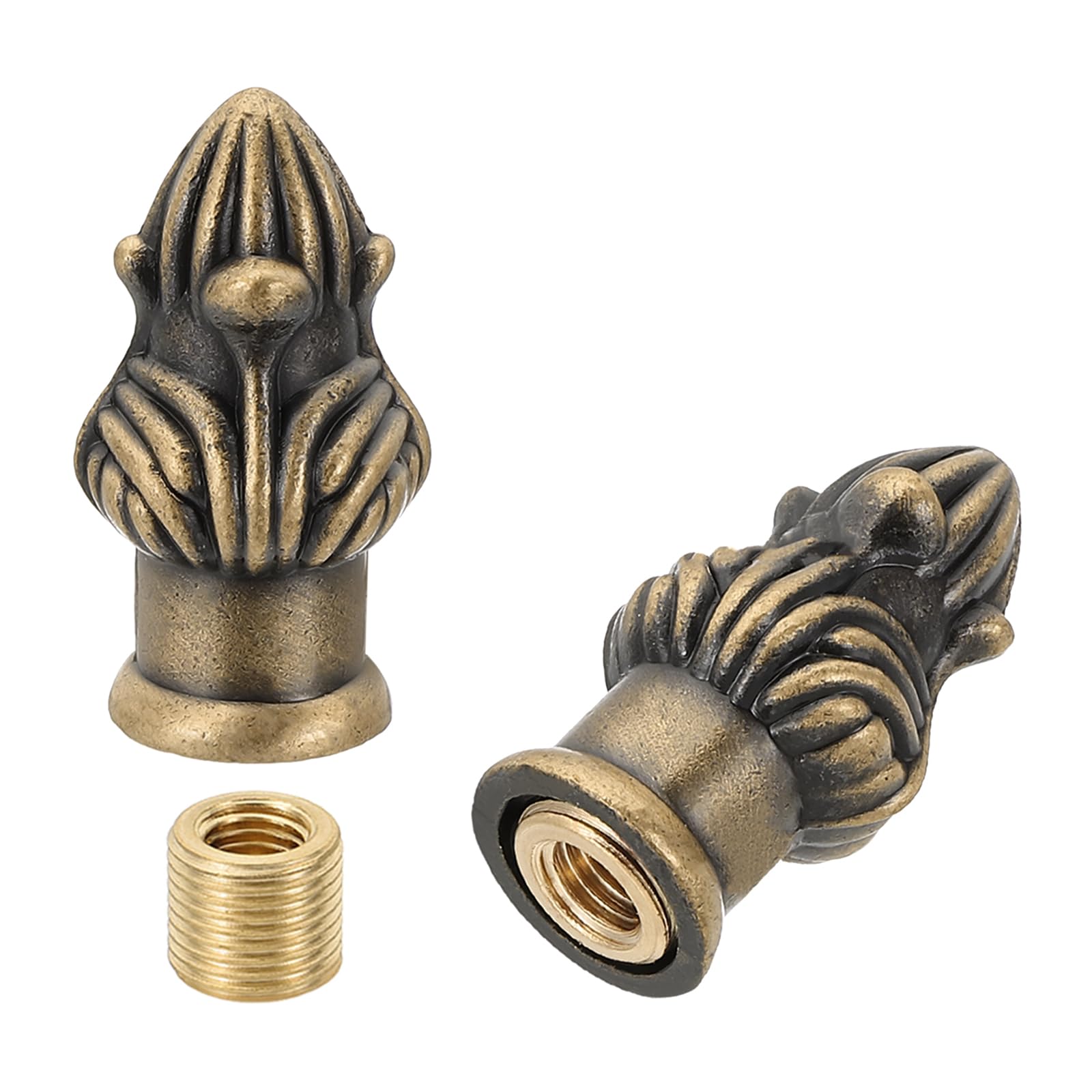 PATIKIL 33 x 20mm Pomelli Cappucci per Lampade, 2 Set Solidi Cappucci a Vite Decorazione Superiore Paralume con Adattatore Riduttore Ottone per Lampade Tavolo e Terra, Bronzo