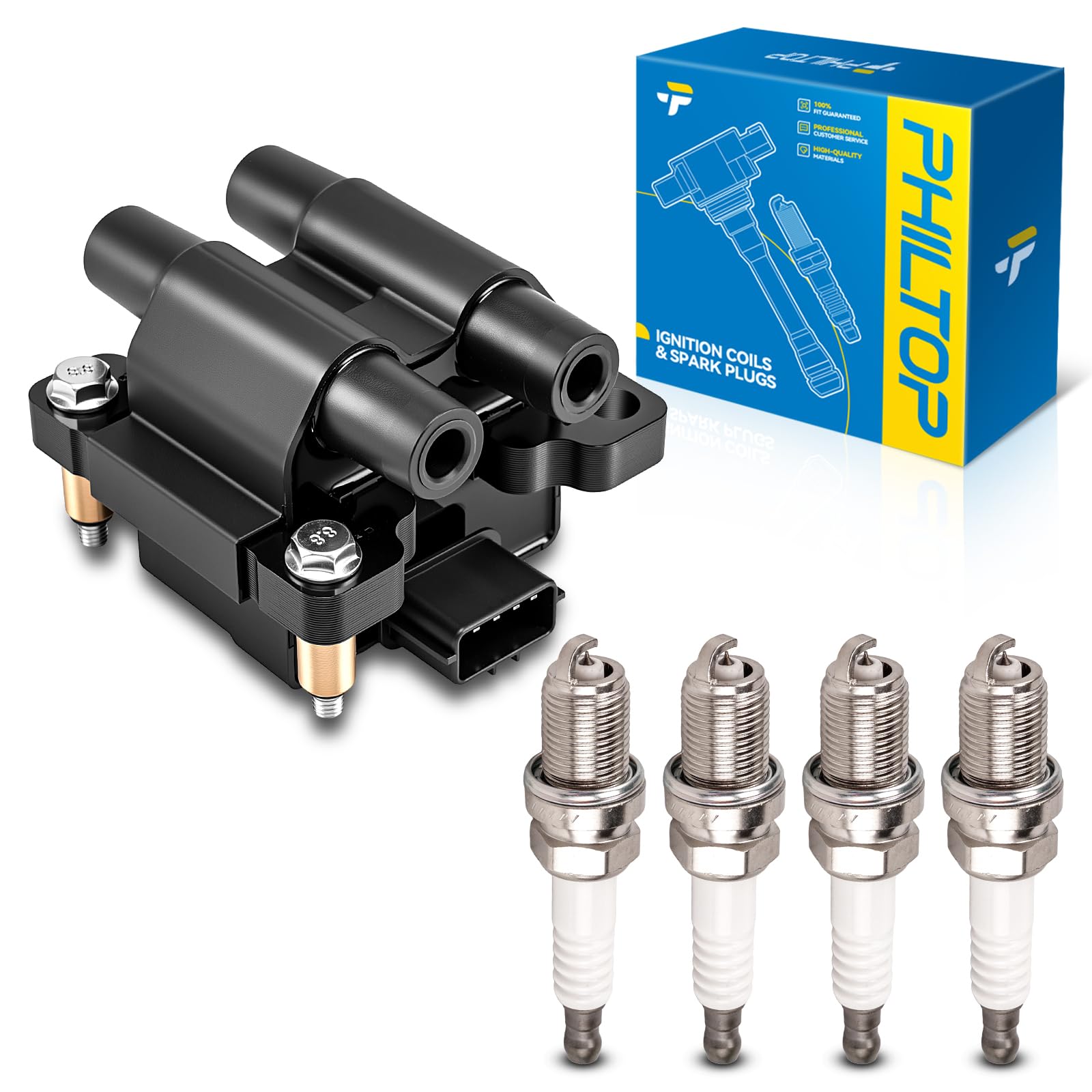 PHILTOP UF538 Ignition Coil Pack and Spark Plugs Fits Subaru Outback 2.5L