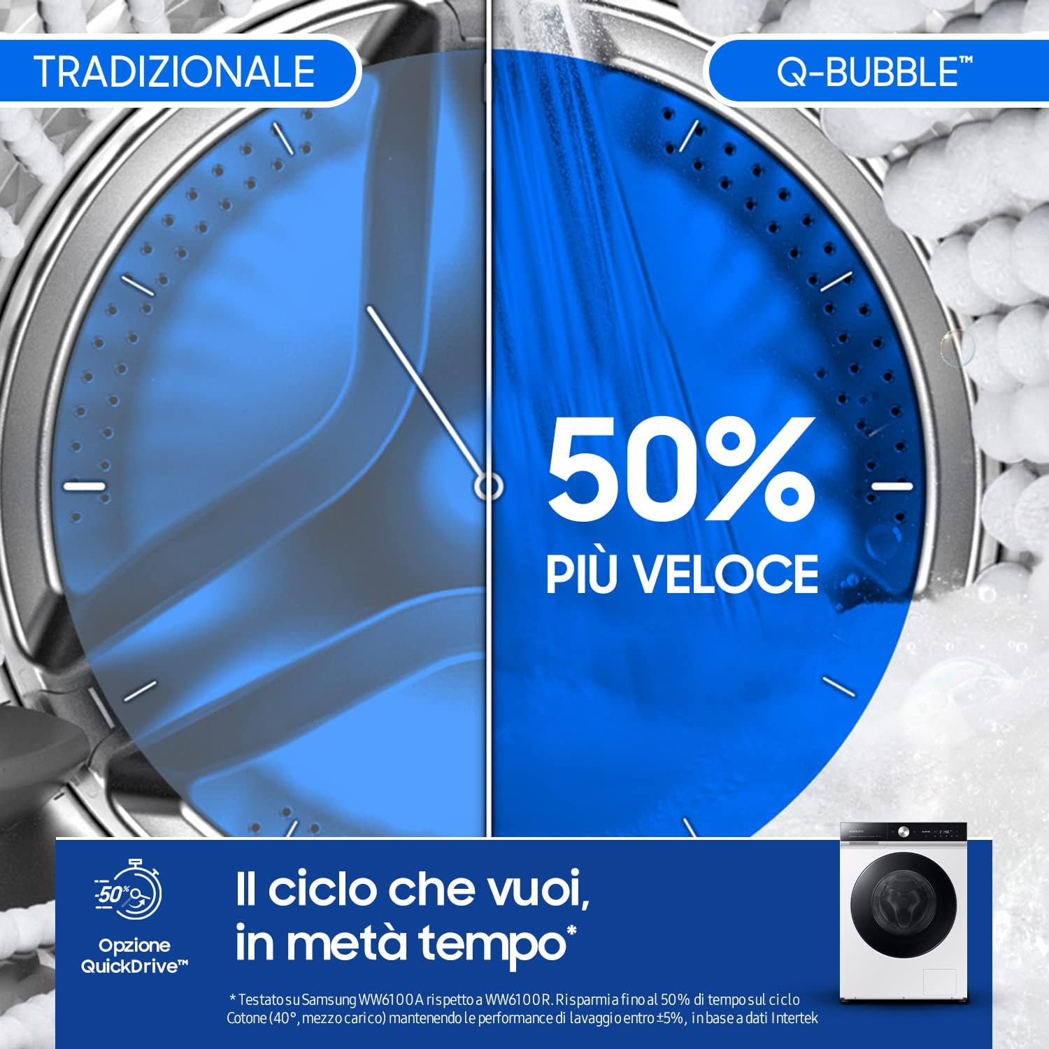 Samsung Lavatrice BESPOKE AI QuickDrive WW11BB944DGES3 Libera installazione, 1400 RPM, Classe A, Wifi, Vapore, Carica Frontale, Capacità 11 Kg Samsung Lavatrice BESPOKE AI QuickDrive WW11BB944DGES3 Libera installazione, 1400 RPM, Classe A, Wifi, Vapore, Carica Frontale, Capacità 11 Kg