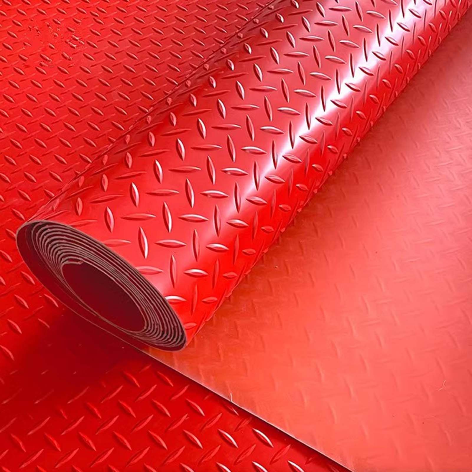 Genérico Alfombrilla Antideslizante e Impermeable para Garaje, con Superficie de Placa diamantada de 2,3 mm de Grosor, Cubierta de Goma Duradera para Taller y Garaje (roja, 1,2 x 6 m / 3,9 x 19,7 pie