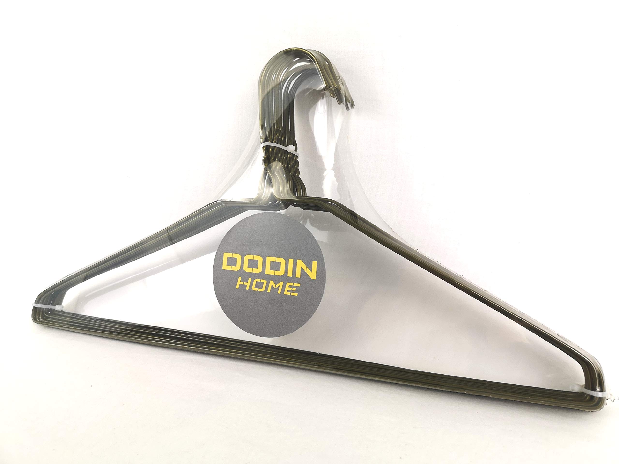 DODIN HOME Pack of 20 Bronze Wire Hangers Space Saving Metal Coat Hanger Suit Hangers with Trouser Bar Clothes T-Shirt Dress (Bronze, 20)