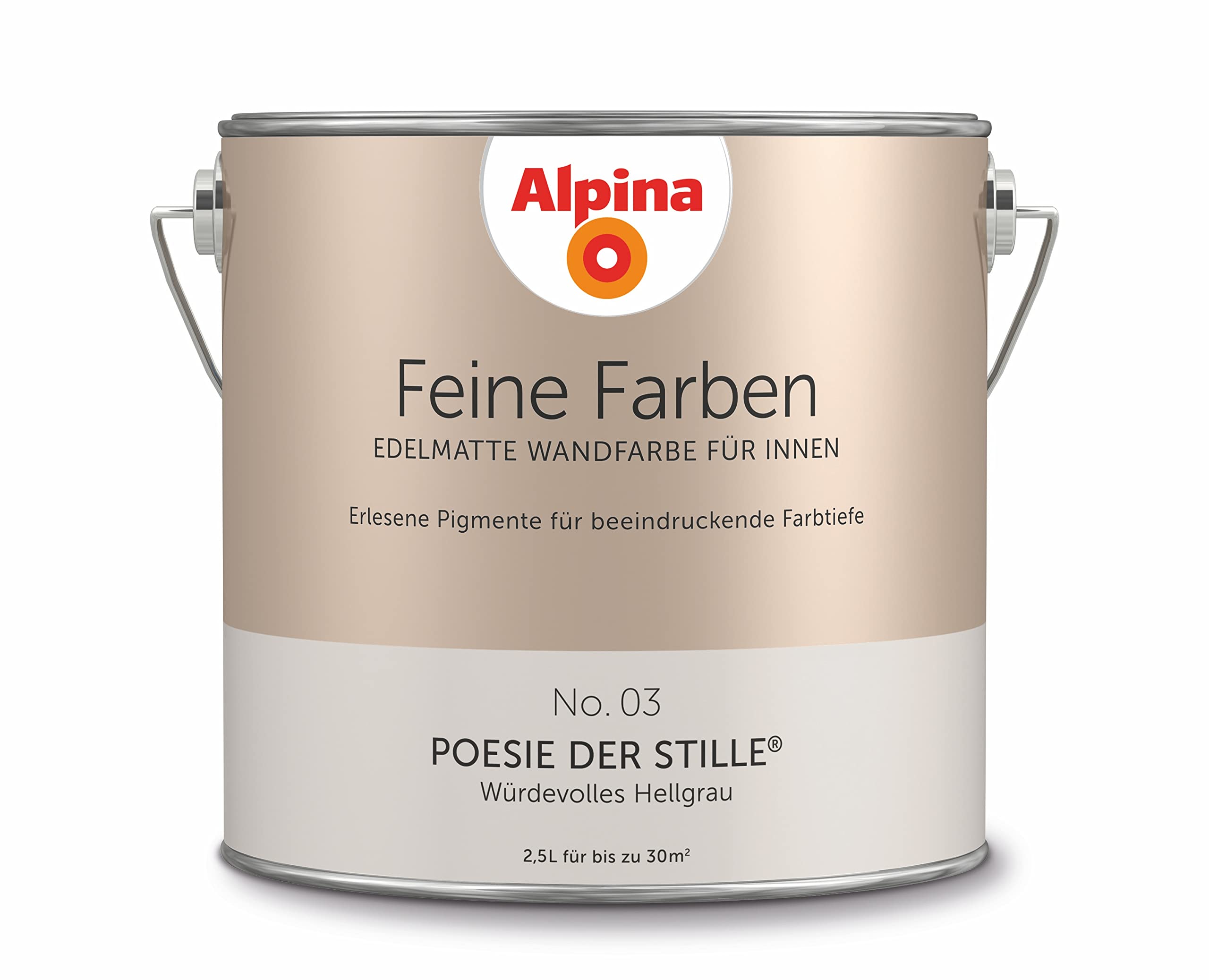 Alpina Feine Farben – No. 03 Poesie der Stille® – edelmatte Innenfarbe - Wandfarben für einzigartige Farbwirkungen und Raumstimmungen – Würdevolles Hellgrau – 2,5 Liter