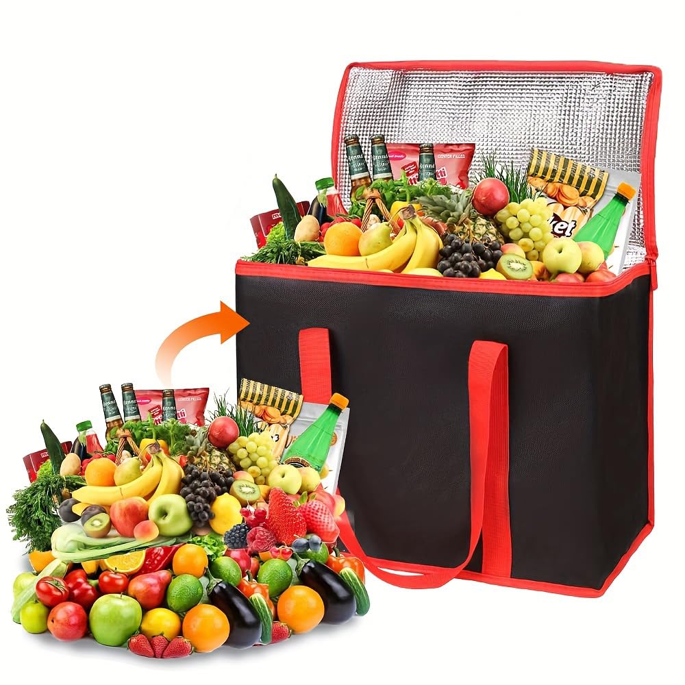 35L Borsa Frigo Pieghevole, Borsa Termica Porta Pranzo, Borsa da Picnic con 2 Borsa del Ghiaccio e 1 Ghiaccio per Borsa Termica per Campeggio/Barbecue/Viaggi