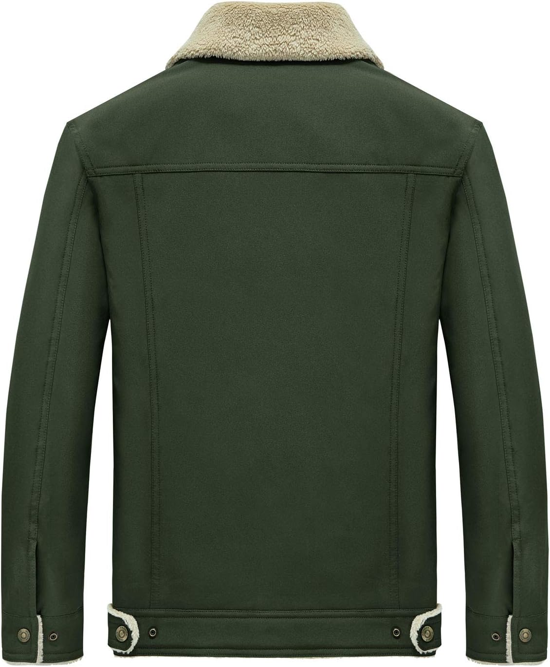 HOW'ON Men's Casual Sherpa Fleece Lined Jacket Warm Coat With Fur Collar - Image 2