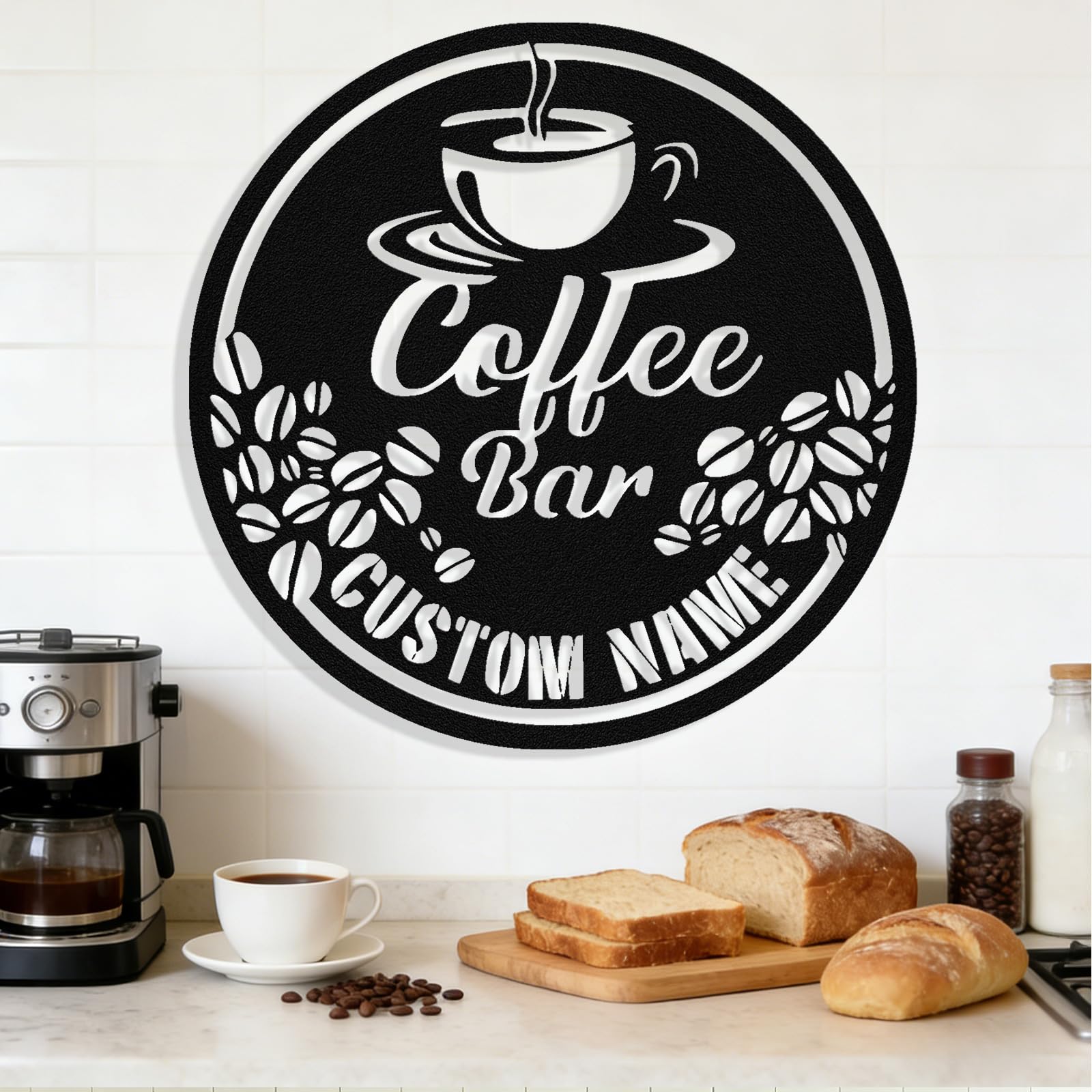 Personalized Coffee Bar Metal Sign, Custom Coffee Signs, Custom Coffee Name Signs for Cafe Station, Coffee Wall Art Decor for Kitchen, Cafe Shop Decor, Cafe Lover Gift