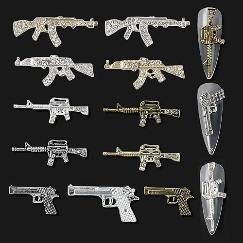 11 dijes de pistola para uñas acrílicas aleación de metal 3D diamantes de imitación para mujer decoración de uñas