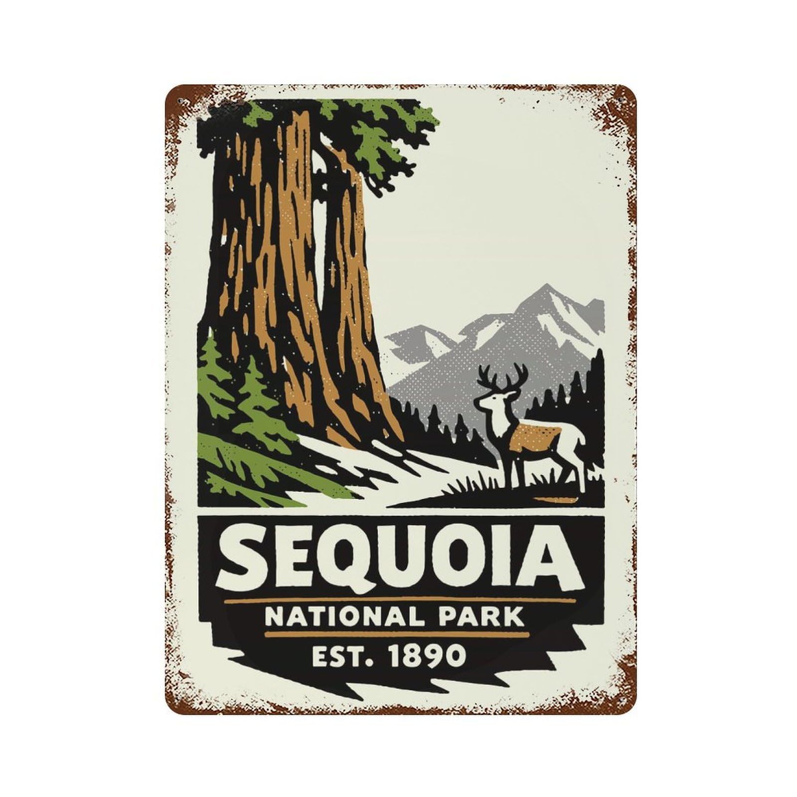 Sequoia National Park Vintage Poster Decorative Tin Sign 15.7"x11.8", Shabby Chic Decor for Garage, Pub Or Kitchen