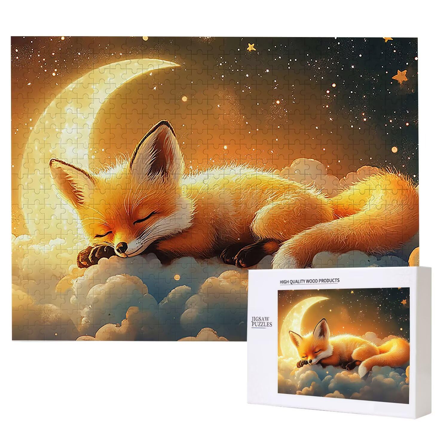 Jigsaw Puzzle, 1000 Pezzi Puzzle Classici, Volpe Puzzle Rilassamento Intelligence, Mpossibile Difficile Puzzles impegnativo per adulti Puzzles per Gioco Familiare, Regalo per Amore Amico Luna K0F-83