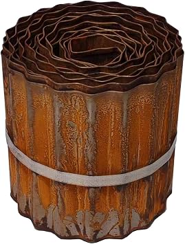 Corrugated Metal Landscape Edging,6 Inch x 20FT Sturdy Steel Garden Edging Border Rusted, 6 Inch x 20FT