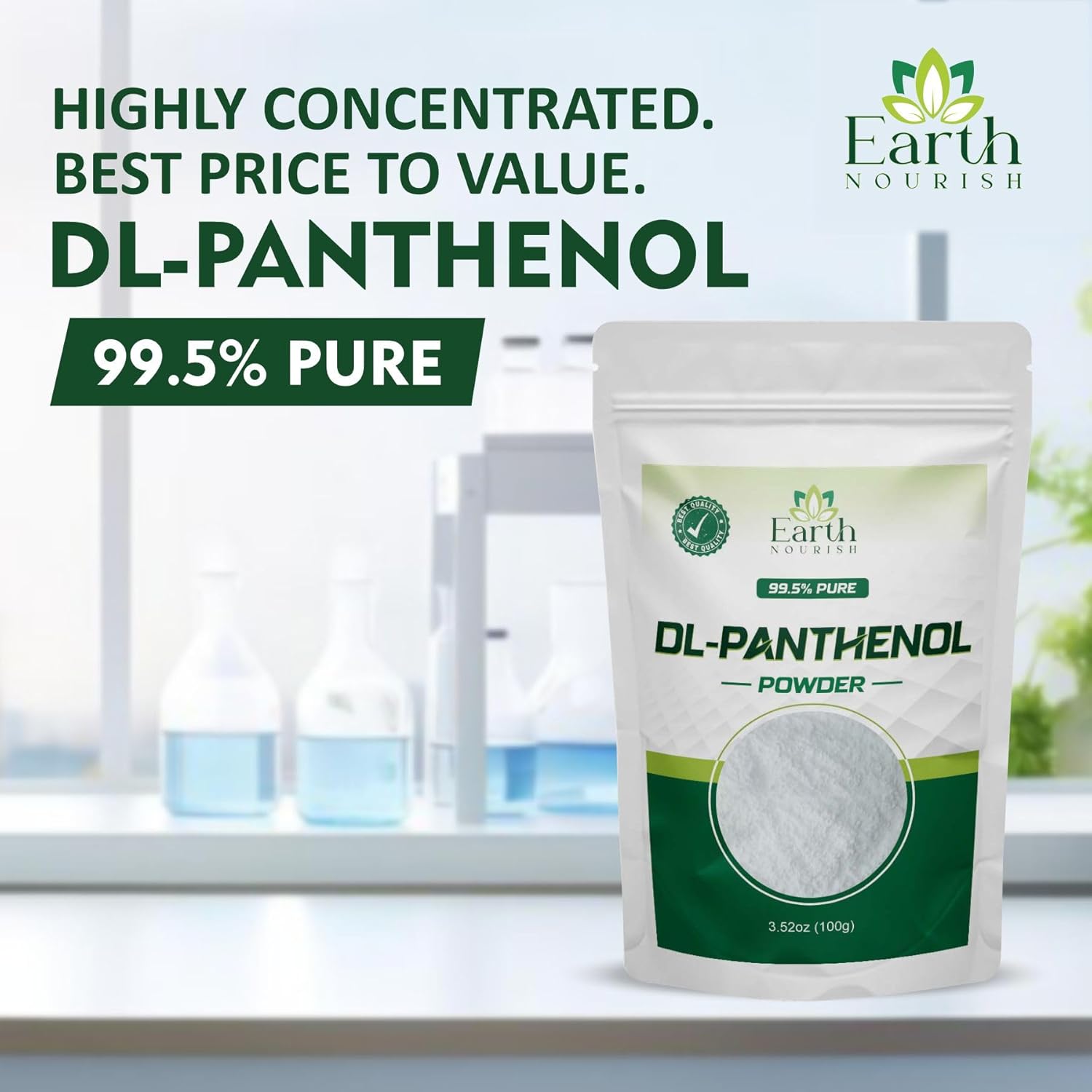 DL-Panthenol Powder 3.52oz / 100g - Provitamin B5 for Hair, Skin & DIY Cosmetics (Pack of 4)