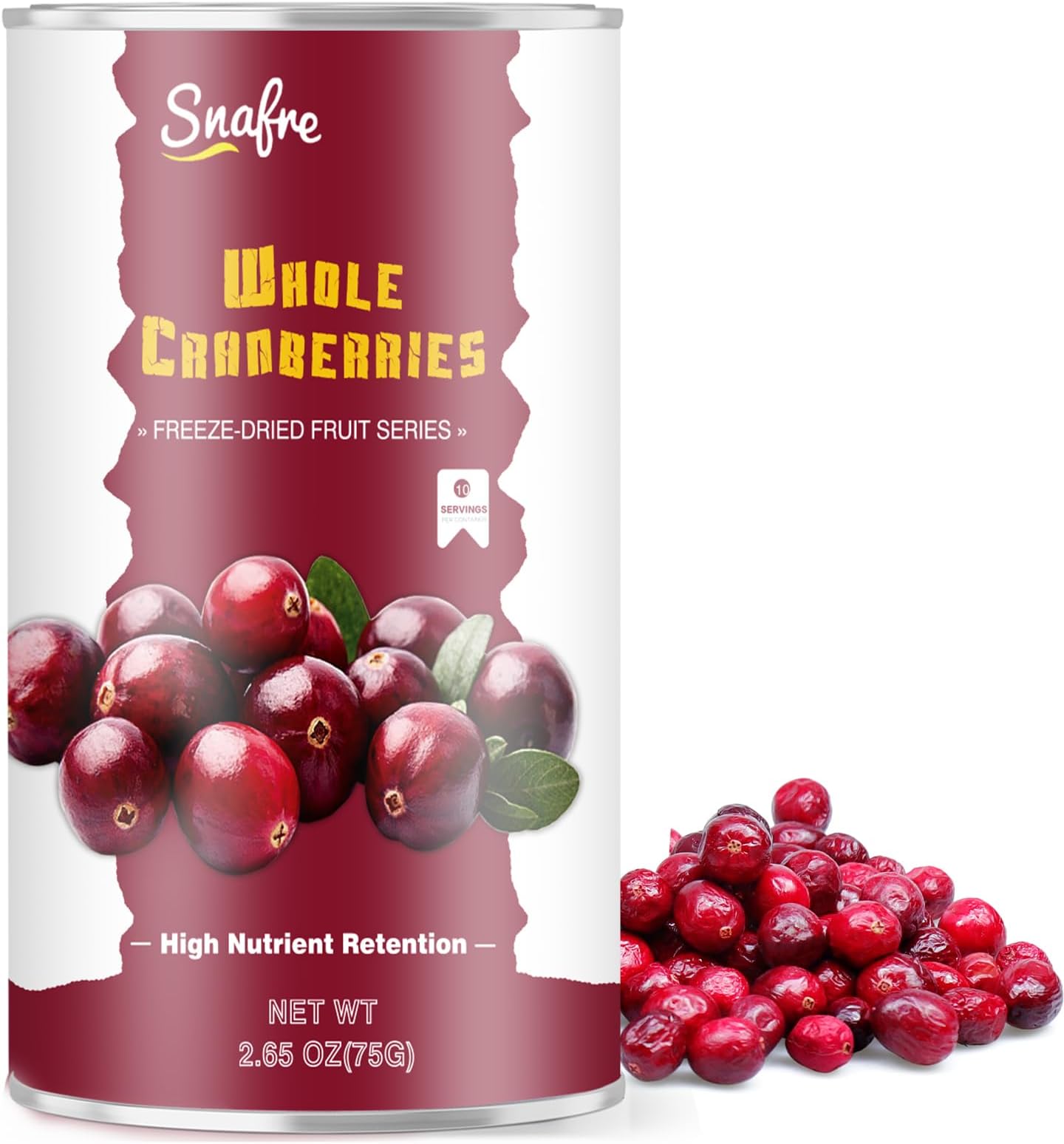 Freeze Dried Cranberries, 2.64OZ/75G Whole Frozen Cranberries, Freeze Dried Fruit, Camping Food & He-althy Fruit Snacks, 100% Natural, No Sugar Added,