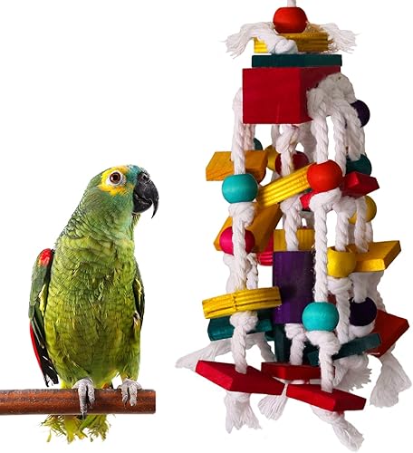 Rypet Juguete para masticar pájaros, jaula de loros, juguetes de madera para loros y pájaros pequeños y medianos de colores1