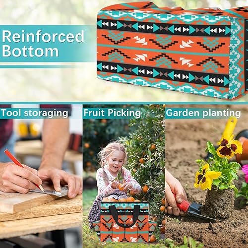 Miniatura 7 de Bolsa de herramientas de jardín étnico azteca tribal para mujeres y hombres, bolsas de almacenamiento de herramientas de jardinería con 10
